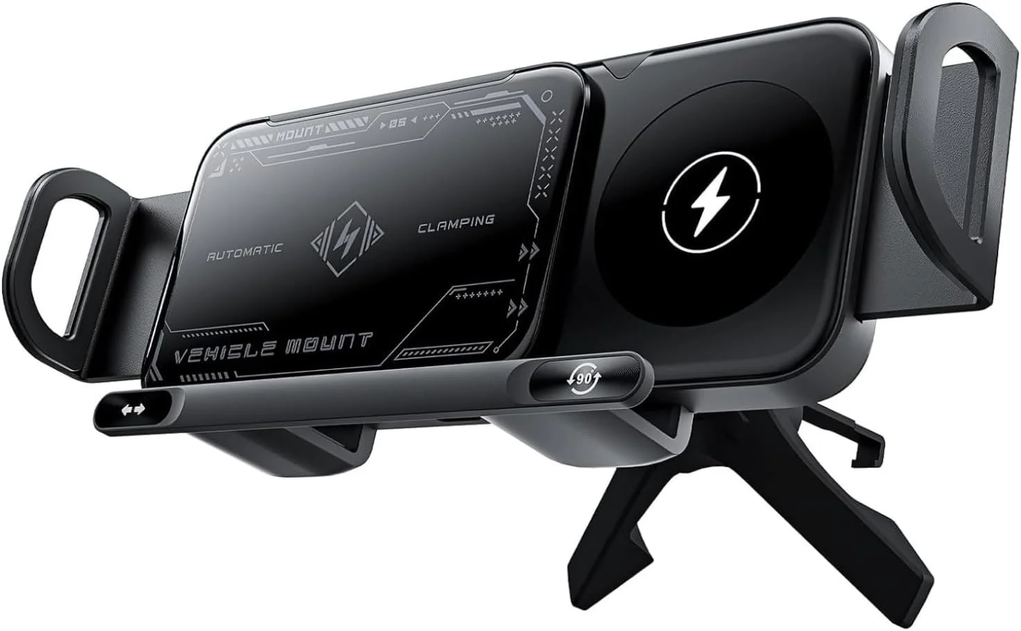 نگهدارنده هوشمند تلفن همراه/تبلت، 2 در 1 چرخش خودکار، شارژر سریع تلفن همراه خودرو، پایه دریچه خودرو با قابلیت چرخش با یک لمس برای تلفن هوشمند/تبلت/تلفن تاشو نگهدارنده هوشمند تلفن همراه/تبلت، 2 در 1 چرخش خودکار، شارژر سریع تلفن همراه خودرو، پایه دریچه خودرو با قابلیت چرخش با یک لمس برای تلفن هوشمند/تبلت/تلفن تاشو