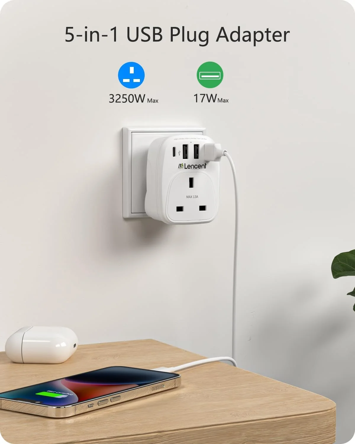 شارژر دوشاخه USB لن سنت انگلستان با 1 پورت Type C و 3 پورت USB، یک خروجی توسعه دهنده، توسعه دهنده خروجی USB پنج در یک برای لوازم خانگی، آیفون، تبلت های تلفن هوشمند، ایده آل برای اتاق خواب اداری منزل شارژر دوشاخه USB لن سنت انگلستان با 1 پورت Type C و 3 پورت USB، یک خروجی توسعه دهنده، توسعه دهنده خروجی USB پنج در یک برای لوازم خانگی، آیفون، تبلت های تلفن هوشمند، ایده آل برای اتاق خواب اداری منزل