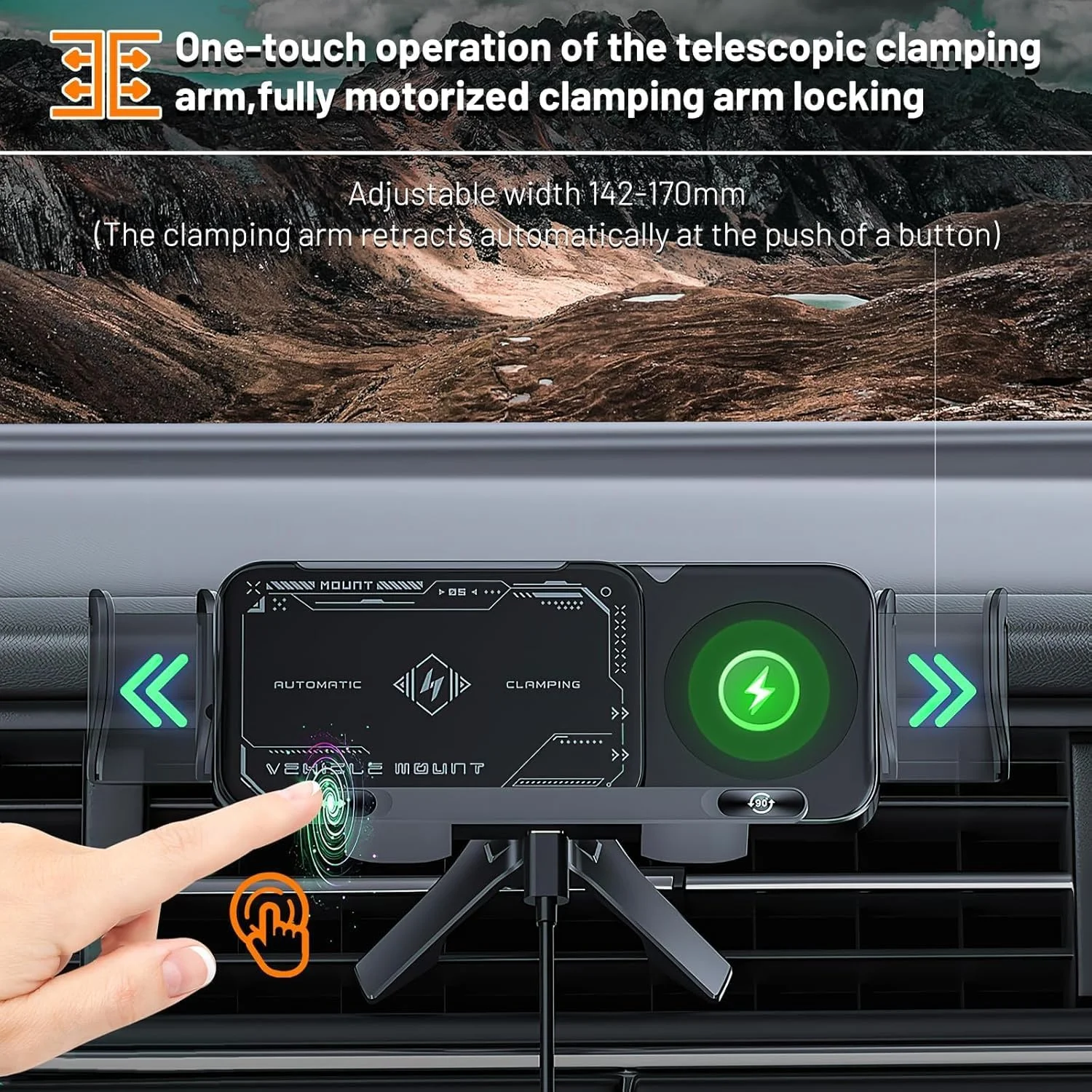 نگهدارنده هوشمند تلفن همراه/تبلت، 2 در 1 چرخش خودکار، شارژر سریع تلفن همراه خودرو، پایه دریچه خودرو با قابلیت چرخش با یک لمس برای تلفن هوشمند/تبلت/تلفن تاشو نگهدارنده هوشمند تلفن همراه/تبلت، 2 در 1 چرخش خودکار، شارژر سریع تلفن همراه خودرو، پایه دریچه خودرو با قابلیت چرخش با یک لمس برای تلفن هوشمند/تبلت/تلفن تاشو