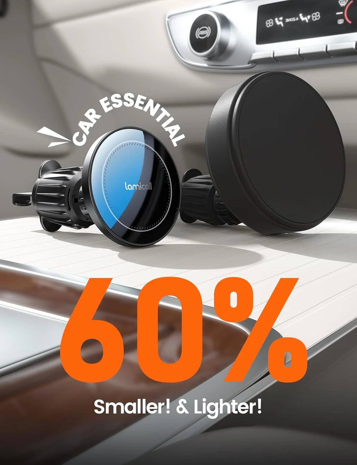 پایه شارژر بی‌سیم خودرو Lamicall 15W برای Magsafe - [تراشه هوشمند ارتقا یافته 3 در 1] نگهدارنده گوشی مغناطیسی 360 درجه برای دریچه هوا و داشبورد مناسب برای آیفون 17 پرو مکس، ایر، 16، 15 پرو مکس