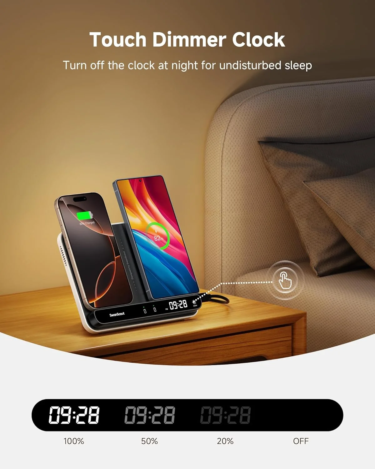 پایه شارژ القایی دوگانه برای 2 تلفن همراه، پایه شارژ دوگانه 30 واتی برای تلفن های همراه آیفون ایر/17 پرو/17 پرو مکس/17/16/15/14/13/12/11، سامسونگ گلکسی S25/S24/S23/S22/S21/S20، ایرپادز