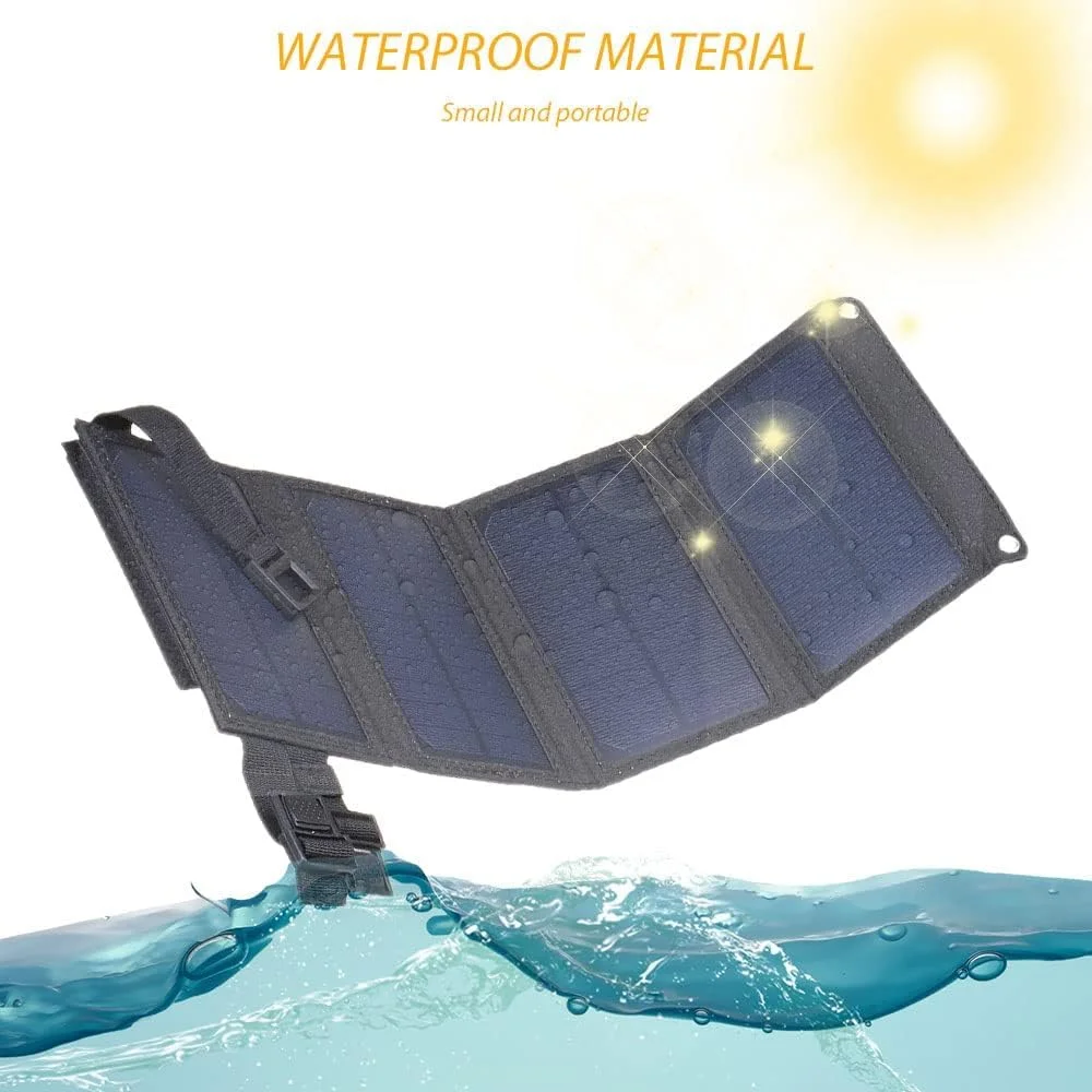 شارژر خورشیدی تاشو 20 واتی، پنل خورشیدی USB با مقاومت IP65 در برابر آب و گرد و غبار برای تلفن های هوشمند، تبلت ها و موارد دیگر، مناسب برای فعالیت های خارج از منزل