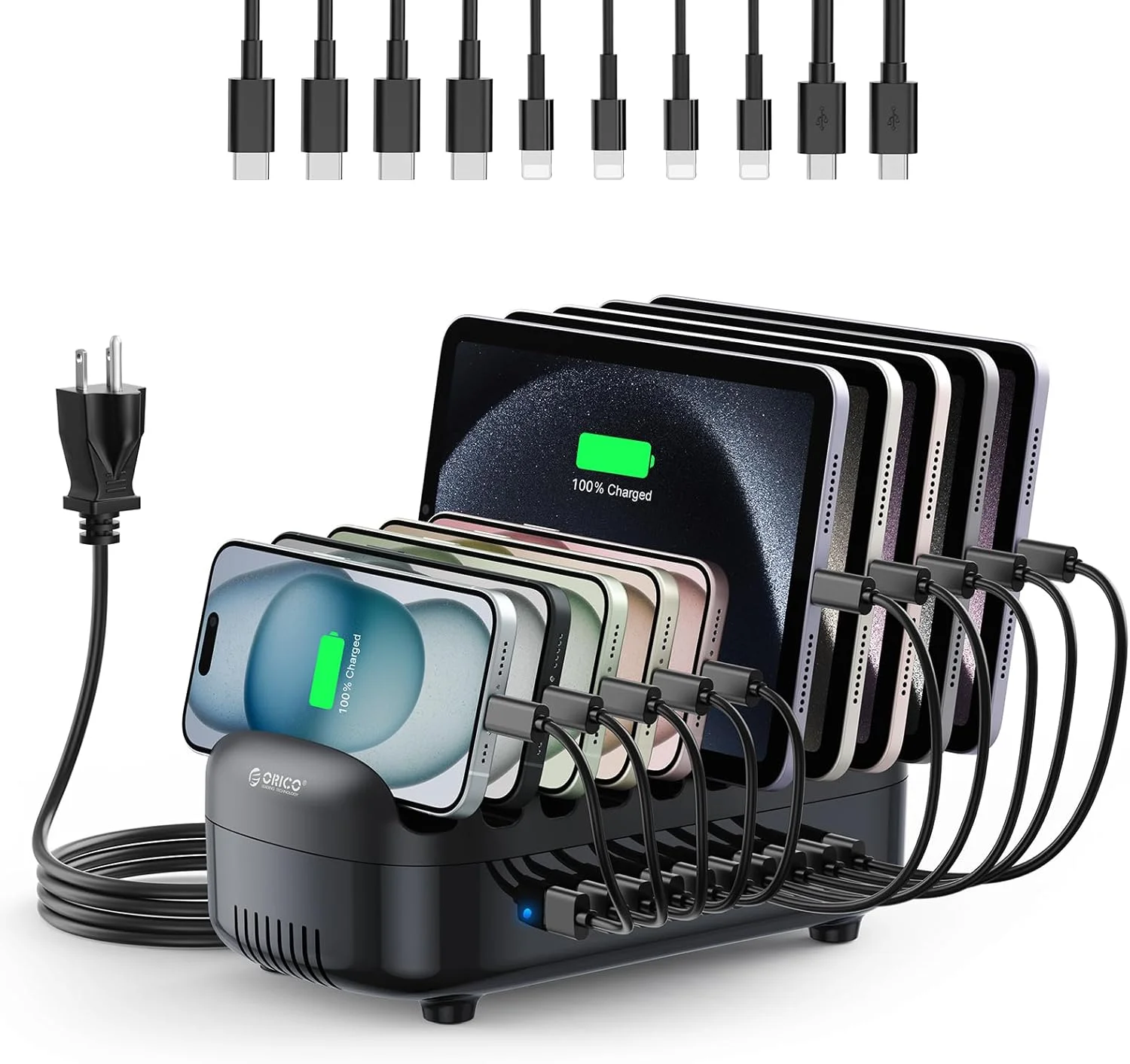 ایستگاه شارژ 120 واتی ORICO برای دستگاه های متعدد، سازمان دهنده داک شارژ USB 10 پورت با کابل، ایستگاه شارژ چند USB سازگار با آیپد، تبلت، کیندل، ایرپاد و تلفن همراه ایستگاه شارژ 120 واتی ORICO برای دستگاه های متعدد، سازمان دهنده داک شارژ USB 10 پورت با کابل، ایستگاه شارژ چند USB سازگار با آیپد، تبلت، کیندل، ایرپاد و تلفن همراه