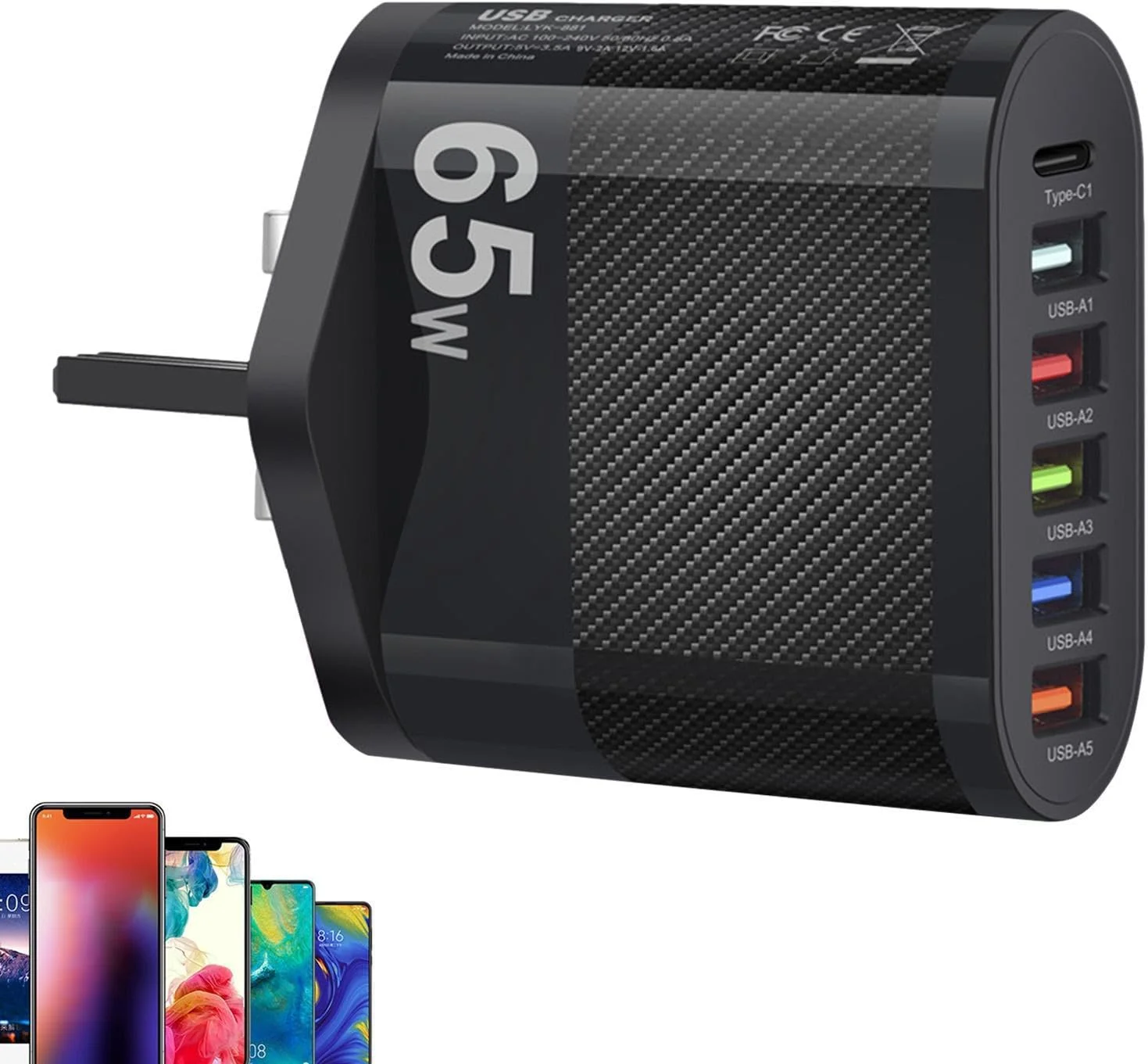 آداپتور شارژ | شارژر سریع 65 واتی موبایل | مناسب برای تبلت، دوربین و کنسول بازی با بدنه مات