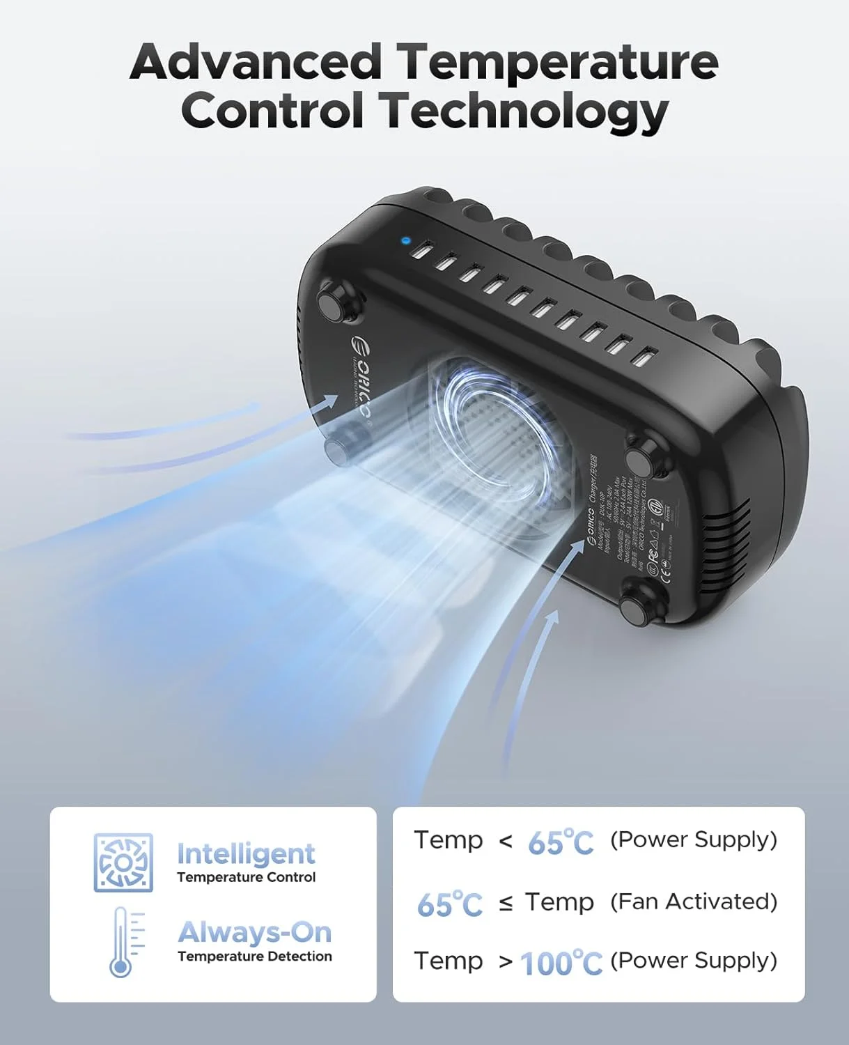 ایستگاه شارژ 120 واتی ORICO برای دستگاه های متعدد، سازمان دهنده داک شارژ USB 10 پورت با کابل، ایستگاه شارژ چند USB سازگار با آیپد، تبلت، کیندل، ایرپاد و تلفن همراه