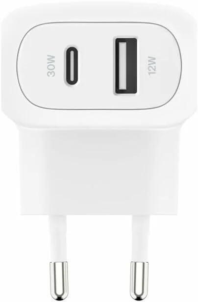 شارژر دیواری دو پورت 42 واتی بلکین BoostCharge، شارژر USB-C + USB-A با شارژ سریع برای آیفون 15، 15 پلاس، 15 پرو مکس، 14، 14 پرو مکس، 13، گلکسی S24، پلاس، اولترا، آیپد، ایرپاد و غیره - سفید شارژر دیواری دو پورت 42 واتی بلکین BoostCharge، شارژر USB-C + USB-A با شارژ سریع برای آیفون 15، 15 پلاس، 15 پرو مکس، 14، 14 پرو مکس، 13، گلکسی S24، پلاس، اولترا، آیپد، ایرپاد و غیره - سفید