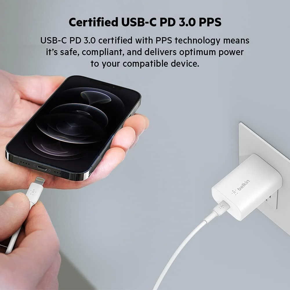 شارژر دیواری 25 واتی Belkin BoostCharge با PPS، دوشاخه USB با تحویل توان USB-C، شارژر سریع مسافرتی USB برای آیفون 17، ایر، سامسونگ گلکسی S25، آیپد، پیکسل، تبلت ها و موارد دیگر - سفید شارژر دیواری 25 واتی Belkin BoostCharge با PPS، دوشاخه USB با تحویل توان USB-C، شارژر سریع مسافرتی USB برای آیفون 17، ایر، سامسونگ گلکسی S25، آیپد، پیکسل، تبلت ها و موارد دیگر - سفید