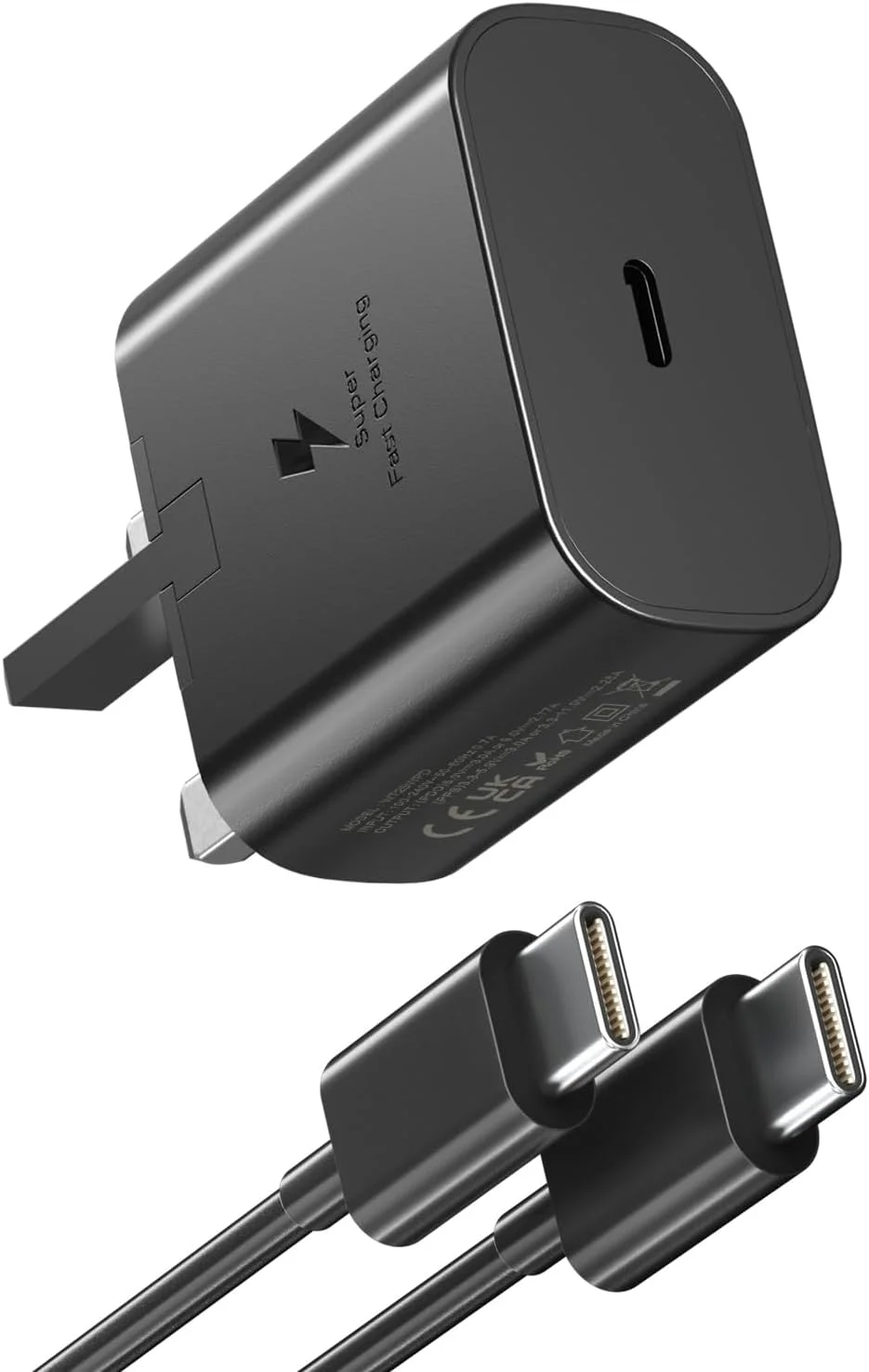 شارژر سریع 25 واتی - شارژر دیواری 25 واتی USB C با کابل USB-C، دوشاخه USB C، شارژ سریع نوع C، شارژ سریع برای Samsung Ultra S24/S23/S22/S21,Galaxy A54,Note20