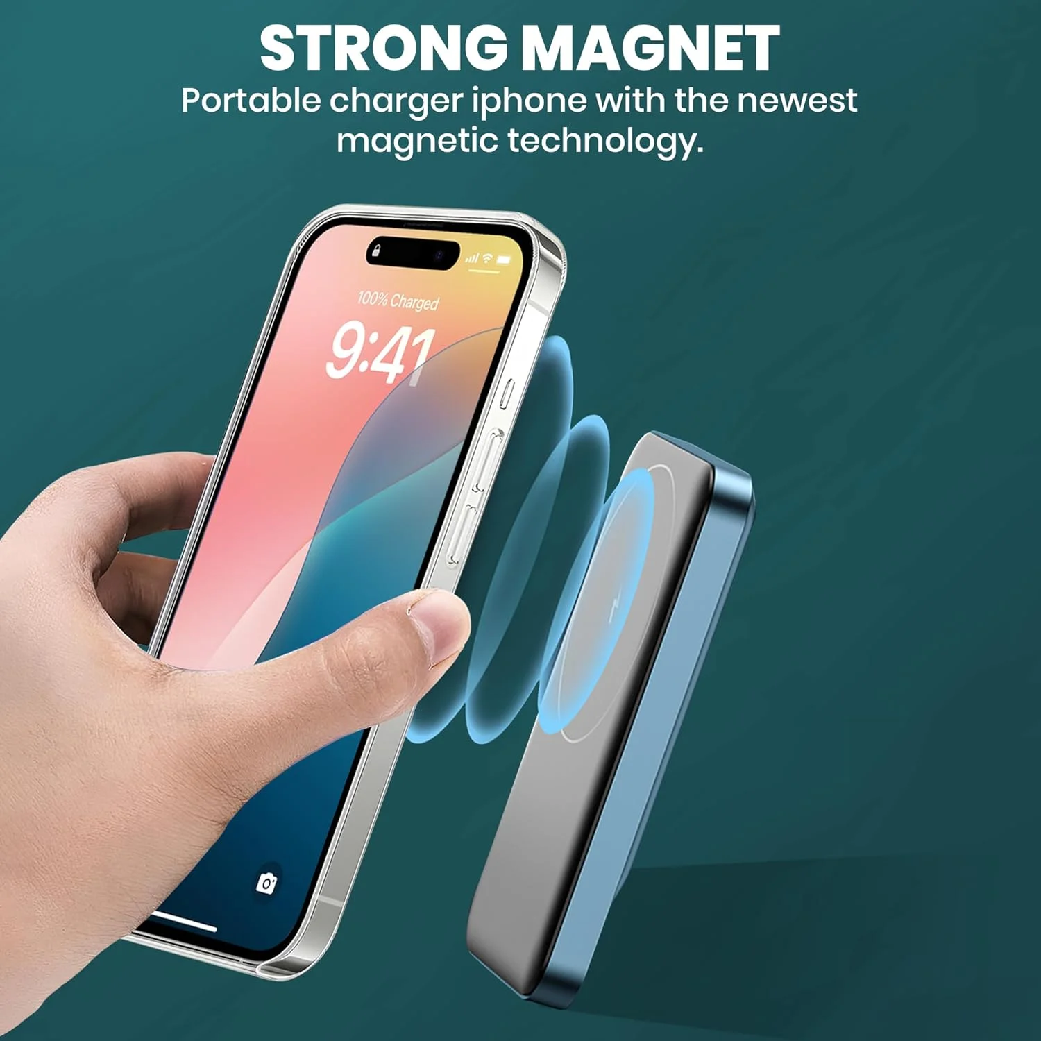 پاور بانک مغناطیسی قابل حمل 10000 میلی آمپر ساعتی با خروجی 20 واتی USB-C و خروجی 15 واتی - شارژر قابل حمل برای شارژ سریع با نمایشگر LED برای دستگاه های مختلف - پاوربانک محافظت شده در برابر شارژ بیش از حد و اتصال کوتاه.