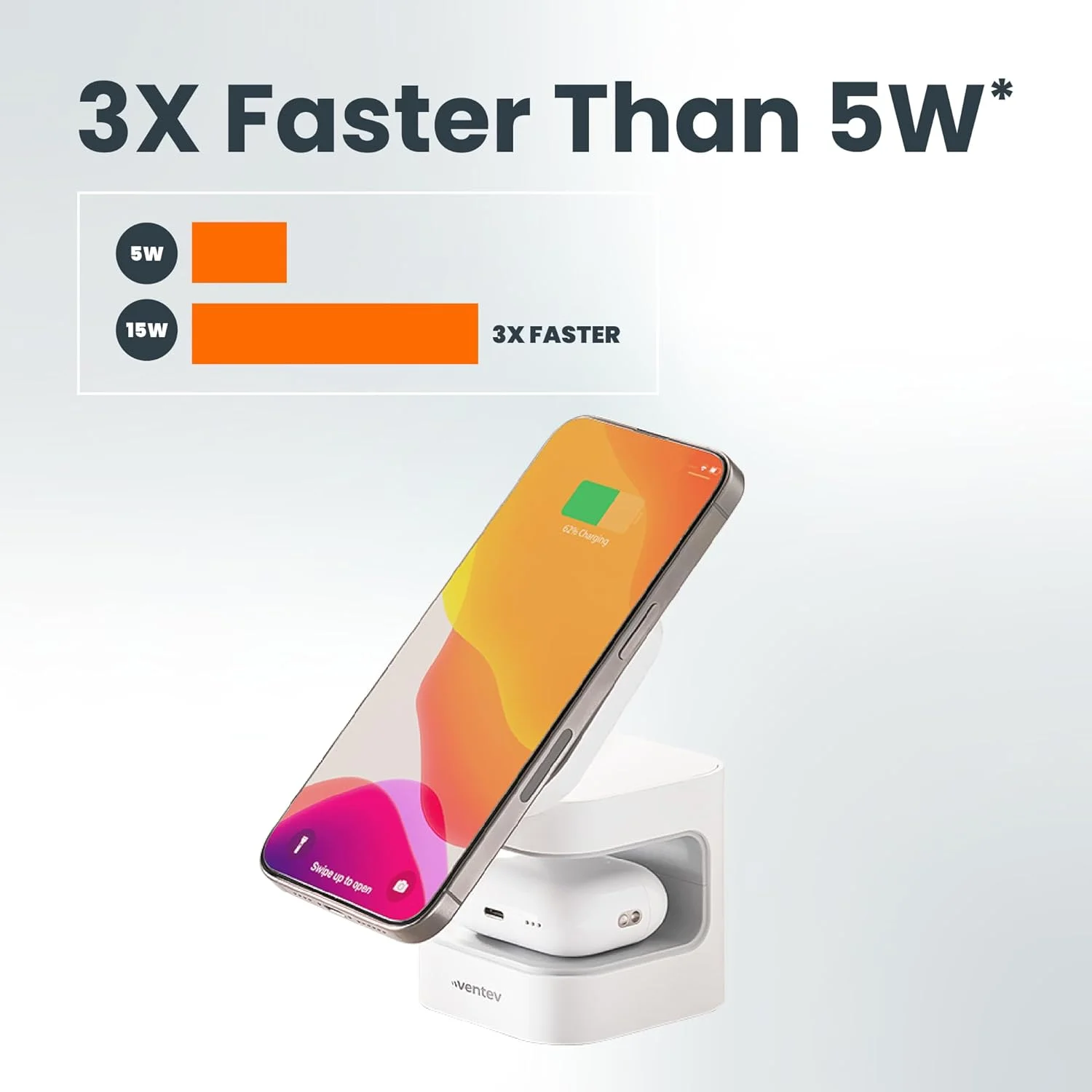 پایه شارژر بیسیم 15 واتی Qi2 MagSafe ونتِو، ایستگاه شارژ 2 در 1 برای آیفون 16/16 پرو، 15/14/13، ایرپادز پرو | شارژر بیسیم سریع با پایه قابل تنظیم، پد 5 واتی ایربادز، آداپتور 30 واتی – سفید پایه شارژر بیسیم 15 واتی Qi2 MagSafe ونتِو، ایستگاه شارژ 2 در 1 برای آیفون 16/16 پرو، 15/14/13، ایرپادز پرو | شارژر بیسیم سریع با پایه قابل تنظیم، پد 5 واتی ایربادز، آداپتور 30 واتی – سفید