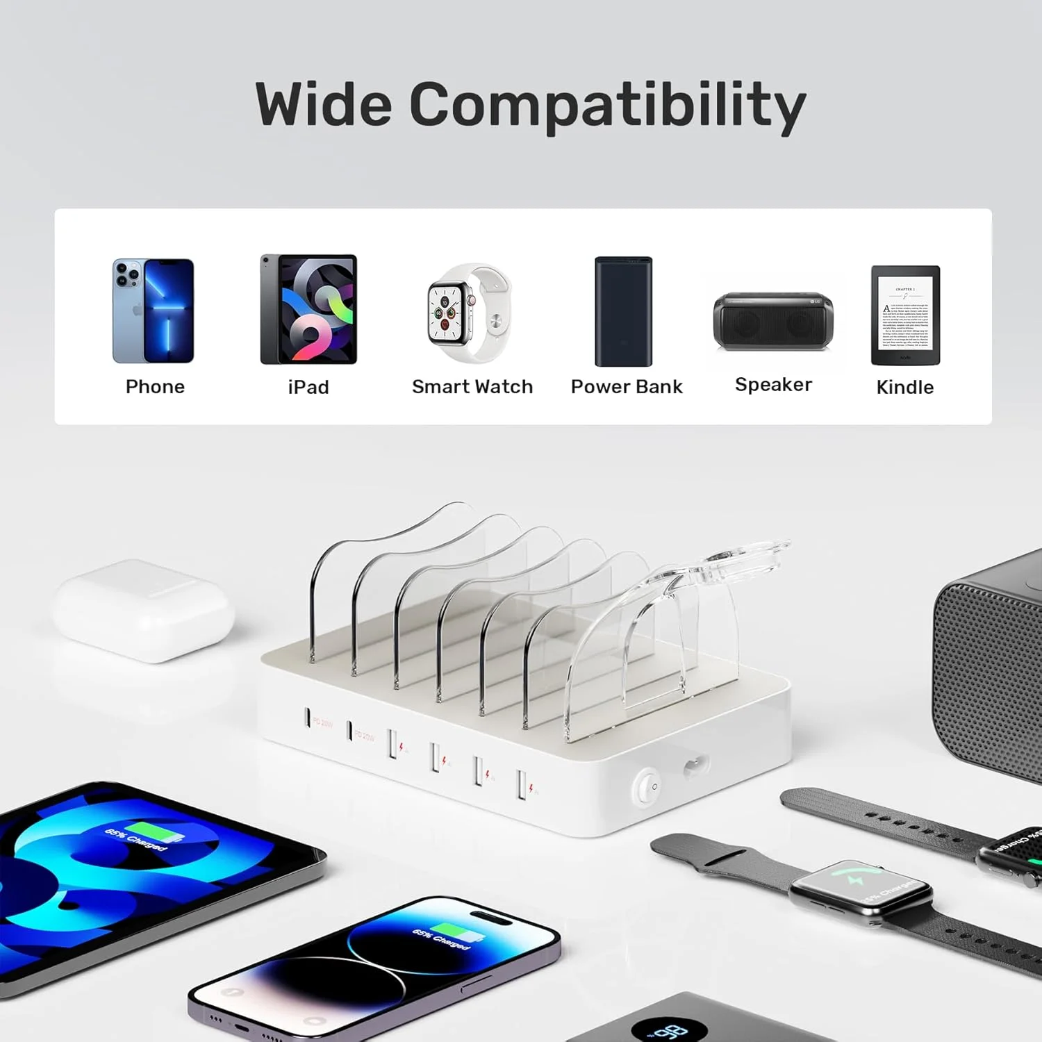 ایستگاه شارژ چندگانه USB یونیتک - داک شارژ 6 پورت USB C با 2 پورت PD 20W، سازمان دهنده ایستگاه شارژ دستگاه های متعدد برای آیپد، آیفون، سامسونگ، تبلت ها و غیره ایستگاه شارژ چندگانه USB یونیتک - داک شارژ 6 پورت USB C با 2 پورت PD 20W، سازمان دهنده ایستگاه شارژ دستگاه های متعدد برای آیپد، آیفون، سامسونگ، تبلت ها و غیره