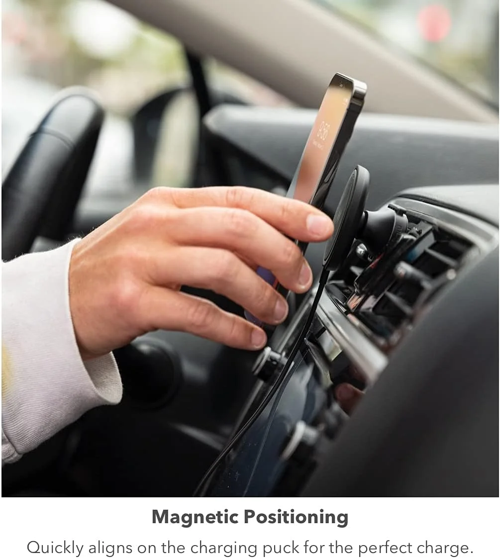 پایه نگهدارنده دریچه کولر بیسیم یونیورسال Mophie Snap+ - شارژ 15 واتی، موقعیتیابی مغناطیسی برای قرارگیری دقیق، عملکرد با یک دست، سازگار با Magsafe برای آیفون 15/14/13 پایه نگهدارنده دریچه کولر بیسیم یونیورسال Mophie Snap+ - شارژ 15 واتی، موقعیتیابی مغناطیسی برای قرارگیری دقیق، عملکرد با یک دست، سازگار با Magsafe برای آیفون 15/14/13