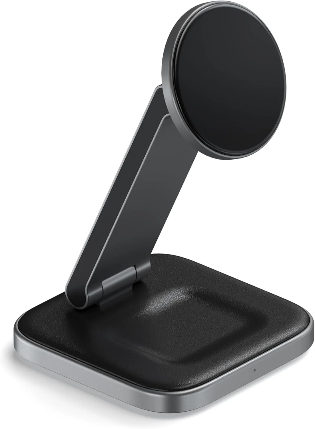 شارژر بی‌سیم 2 در 1 Satechi، پایه شارژر بی‌سیم دوگانه Qi2 15W، مغناطیسی، ایستگاه شارژ تاشو مسافرتی برای سری آیفون 17 تا 12 و ایرپادز پرو 4/3/2