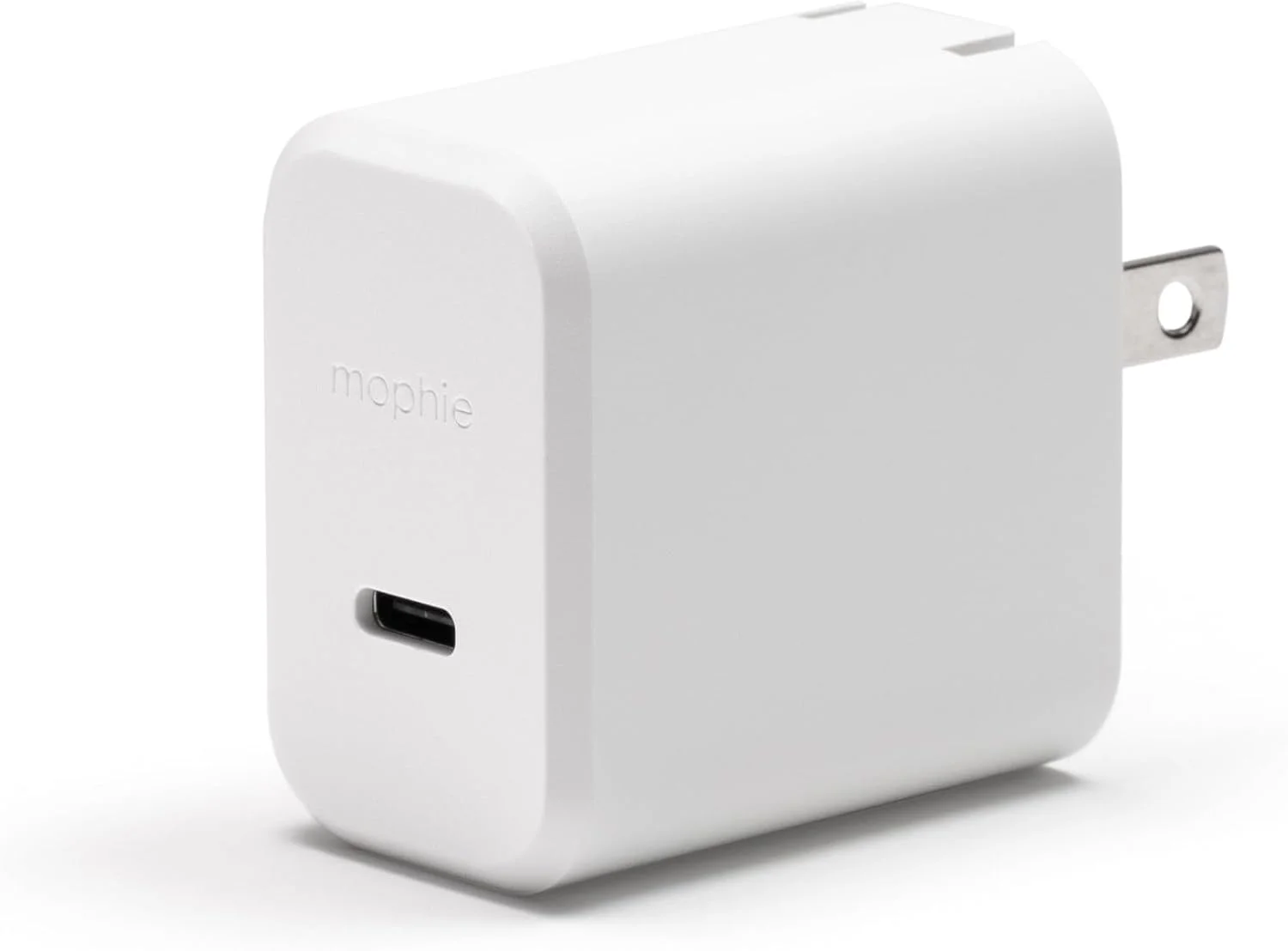 شارژر دیواری سریع 30 واتی Mophie speedport 30 USB-C GaN برای تلفن، تبلت و لپ‌تاپ، طراحی جمع و جور و تاشو، مواد پایدار، سفید