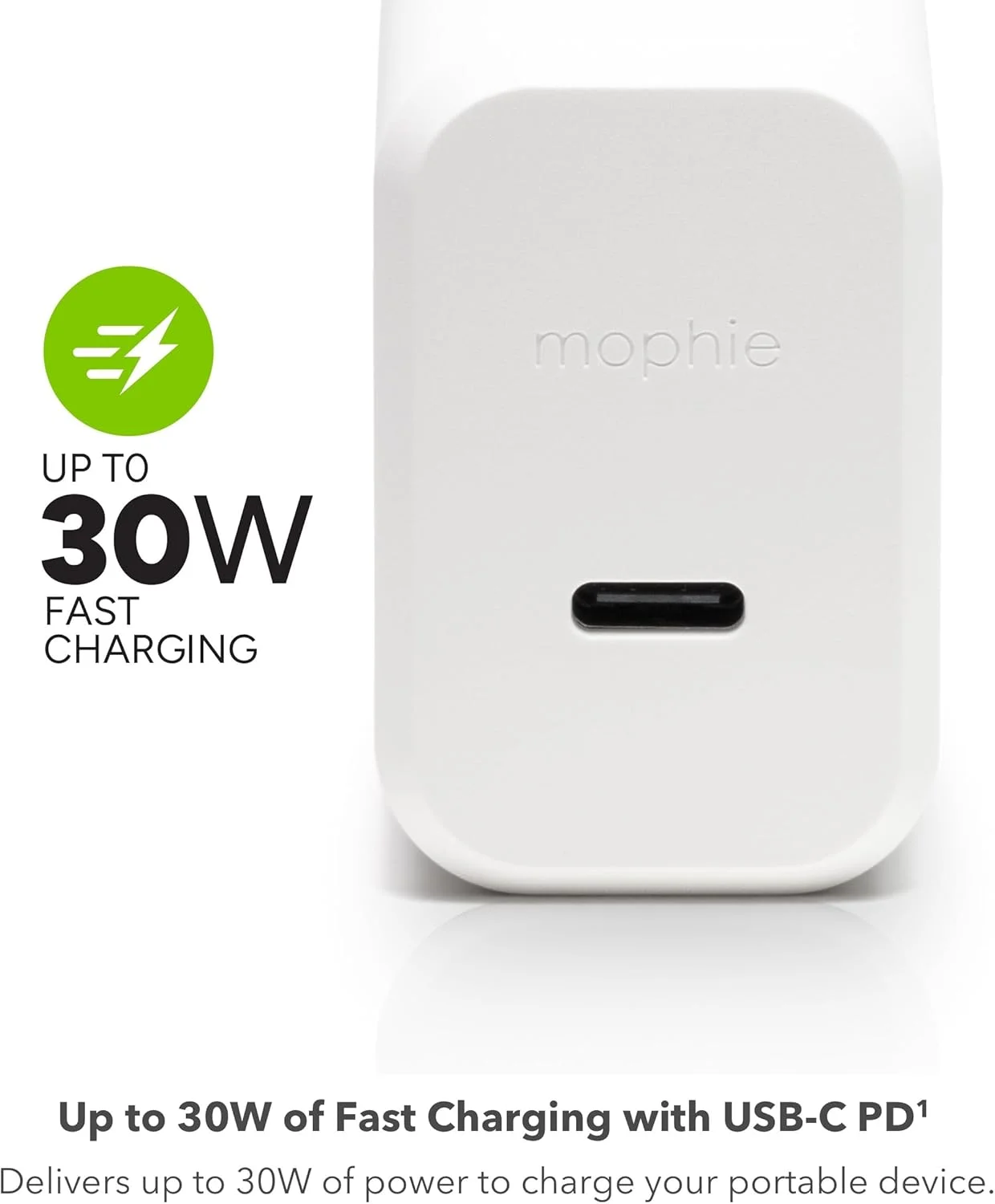 شارژر دیواری سریع 30 واتی Mophie speedport 30 USB-C GaN برای تلفن، تبلت و لپتاپ، طراحی جمع و جور و تاشو، مواد پایدار، سفید شارژر دیواری سریع 30 واتی Mophie speedport 30 USB-C GaN برای تلفن، تبلت و لپتاپ، طراحی جمع و جور و تاشو، مواد پایدار، سفید