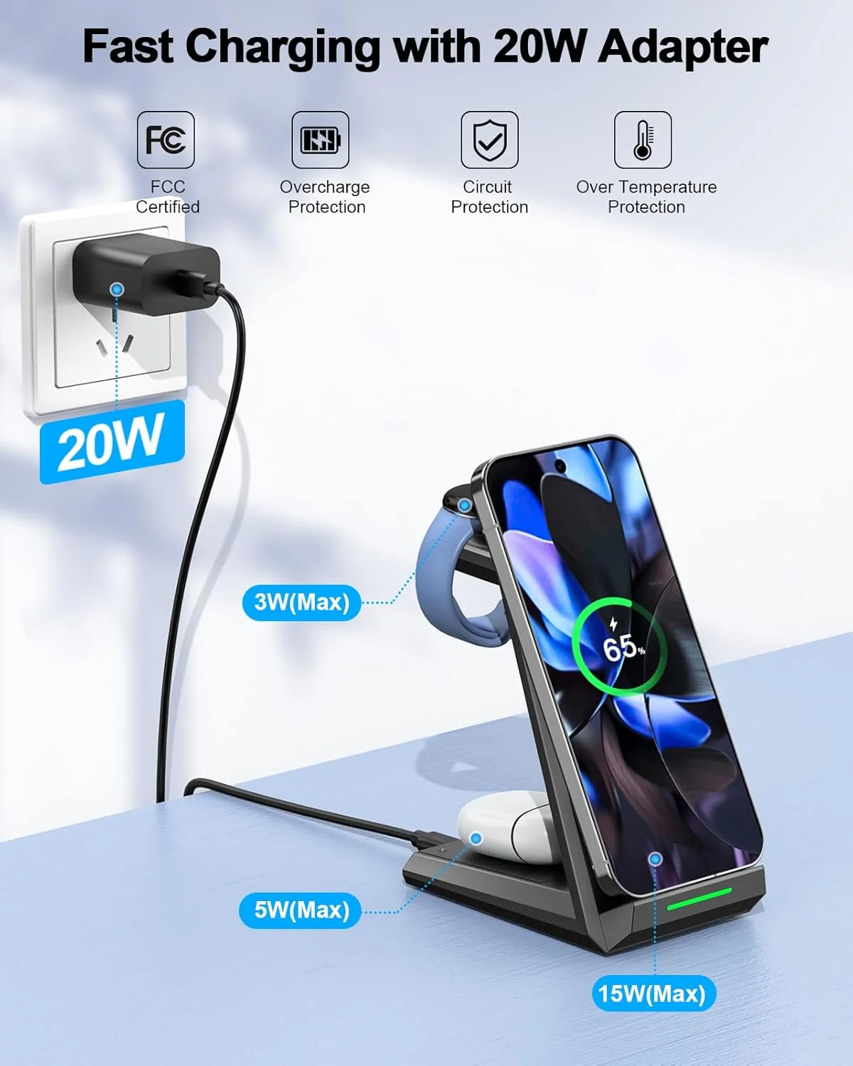 پایه شارژر بیسیم NANAMI 3 در 1 برای گوگل - ایستگاه شارژ سریع برای پیکسل 10/10 پرو/9/فولد/8/7، بادز پرو 2/پرو، واچ 3/2، فیتبیت ورسا 4/سنس 2 (مناسب برای پیکسل واچ 1/4 نیست) پایه شارژر بیسیم NANAMI 3 در 1 برای گوگل - ایستگاه شارژ سریع برای پیکسل 10/10 پرو/9/فولد/8/7، بادز پرو 2/پرو، واچ 3/2، فیتبیت ورسا 4/سنس 2 (مناسب برای پیکسل واچ 1/4 نیست)