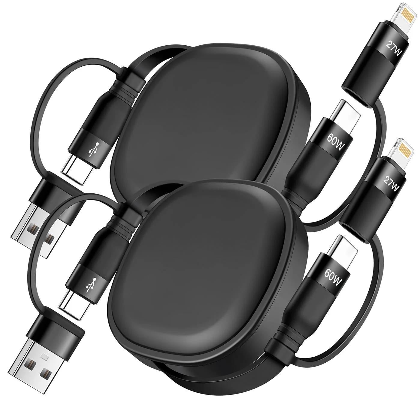 کابل شارژ چندگانه، 2 عدد کابل شارژ جمع شونده 5 در 1 لایتنینگ 60 واتی USB C به USB C با شارژ سریع، کابل چندگانه USBC شارژر چندگانه خودرو برای آیفون 17/16/15/14 پرو مکس، آیپد، سامسونگ S25 S24، تبلت ها کابل شارژ چندگانه، 2 عدد کابل شارژ جمع شونده 5 در 1 لایتنینگ 60 واتی USB C به USB C با شارژ سریع، کابل چندگانه USBC شارژر چندگانه خودرو برای آیفون 17/16/15/14 پرو مکس، آیپد، سامسونگ S25 S24، تبلت ها