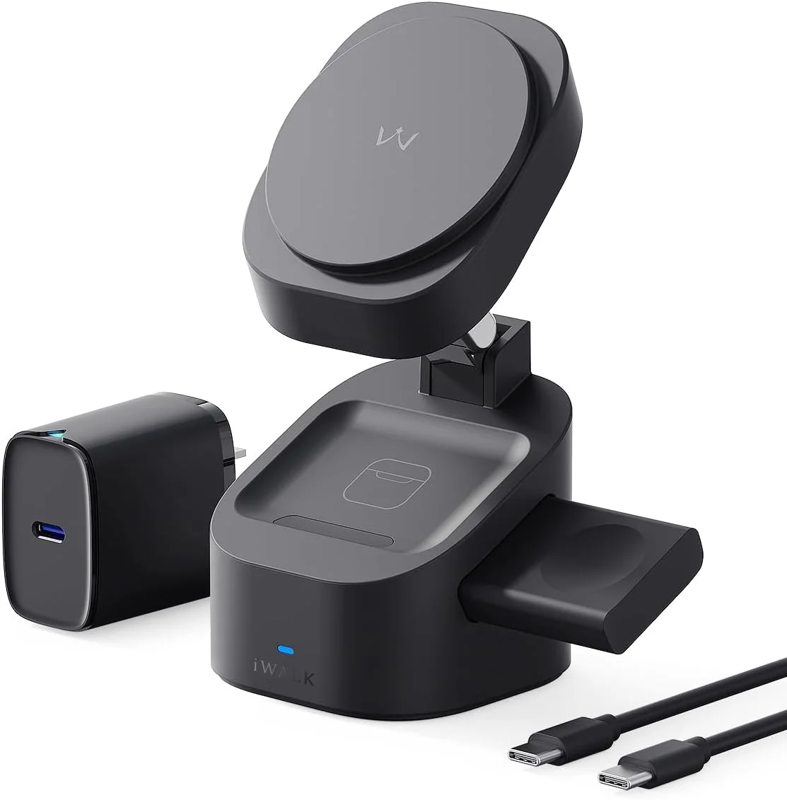 پایه شارژ بیسیم مغناطیسی 3 در 1 iWALK، استند شارژ تاشو 15 واتی برای آیفون 16/15/14/13/12، اپل واچ و ایرپادز، داک قابل تنظیم با آداپتور USB-C 20 واتی پایه شارژ بیسیم مغناطیسی 3 در 1 iWALK، استند شارژ تاشو 15 واتی برای آیفون 16/15/14/13/12، اپل واچ و ایرپادز، داک قابل تنظیم با آداپتور USB-C 20 واتی