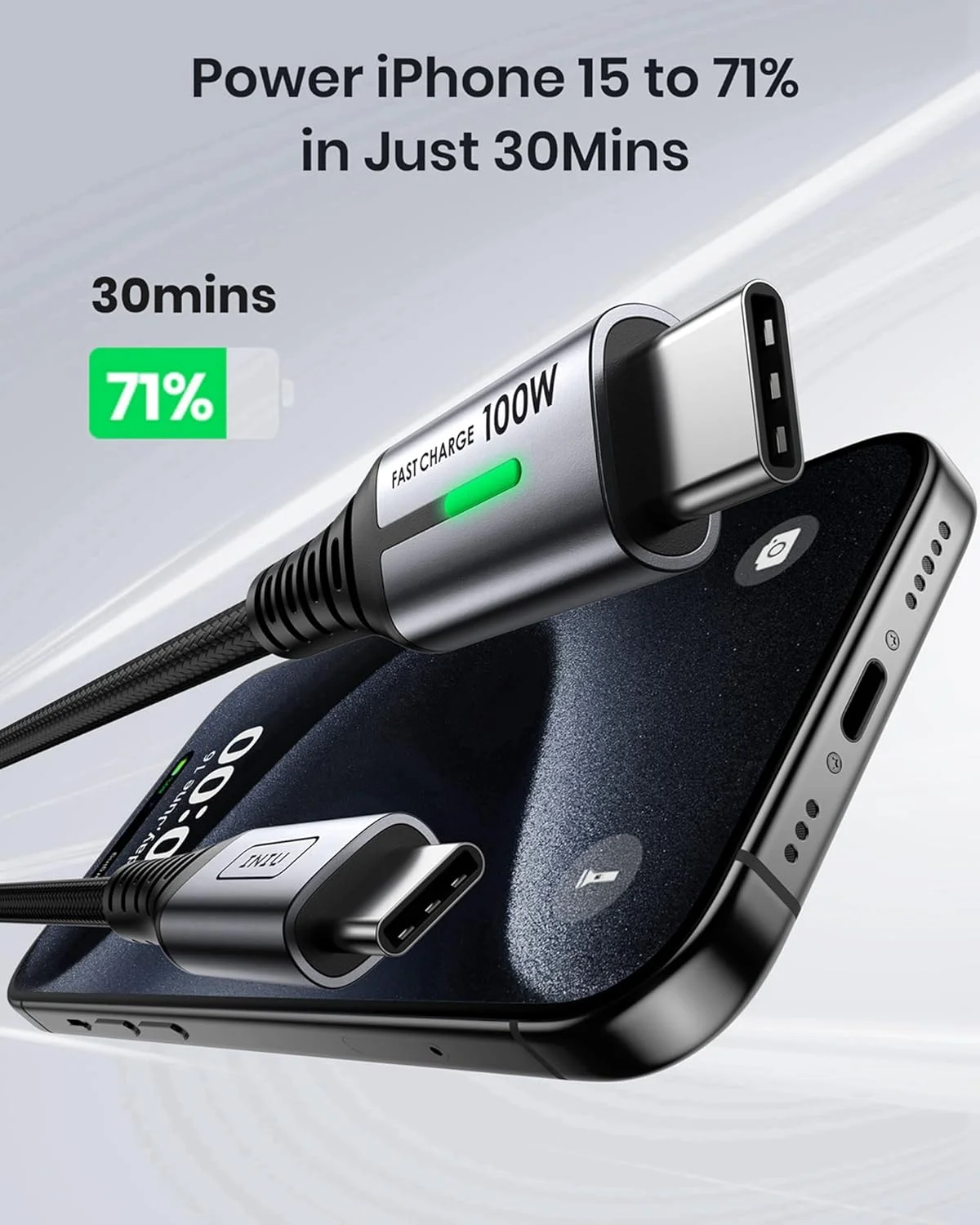 کابل USB نوع C اینیو، [2 بسته 2 متری] کابل شارژ سریع 100 واتی USB C به C، کابل شارژر نوع C بافته شده برای آیفون 17 16 پرو مکس، سامسونگ گلکسی S25 S24 اولترا، مک بوک پرو آیپد ایر سوییچ 2 استیم دک و غیره.