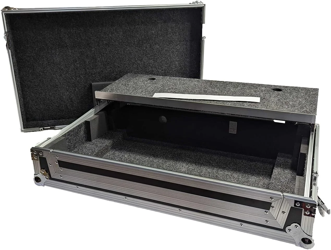 کیف حمل کنترلر دی‌جی Harmony Cases HCRANEFOURWLT سازگار با Rane Four Advanced به همراه سینی لپ‌تاپ، چرخ و فوم قابل تنظیم، قفل فرورفته و سخت‌افزار با روکش کروم برای محافظت