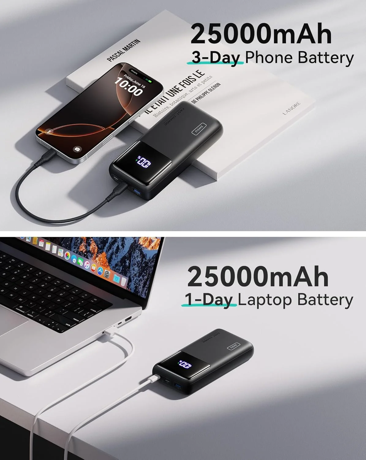 پاور بانک INIU، 25000 میلی آمپر ساعت 100 وات USB C شارژر قابل حمل لپ تاپ، PD QC بسته باتری با 3 خروجی شارژ سریع، شارژر مسافرتی برای لپ تاپ MacBook iPad تبلت Steam Deck iPhone 17 16 15 14 Pro Samsung S25 و غیره پاور بانک INIU، 25000 میلی آمپر ساعت 100 وات USB C شارژر قابل حمل لپ تاپ، PD QC بسته باتری با 3 خروجی شارژ سریع، شارژر مسافرتی برای لپ تاپ MacBook iPad تبلت Steam Deck iPhone 17 16 15 14 Pro Samsung S25 و غیره