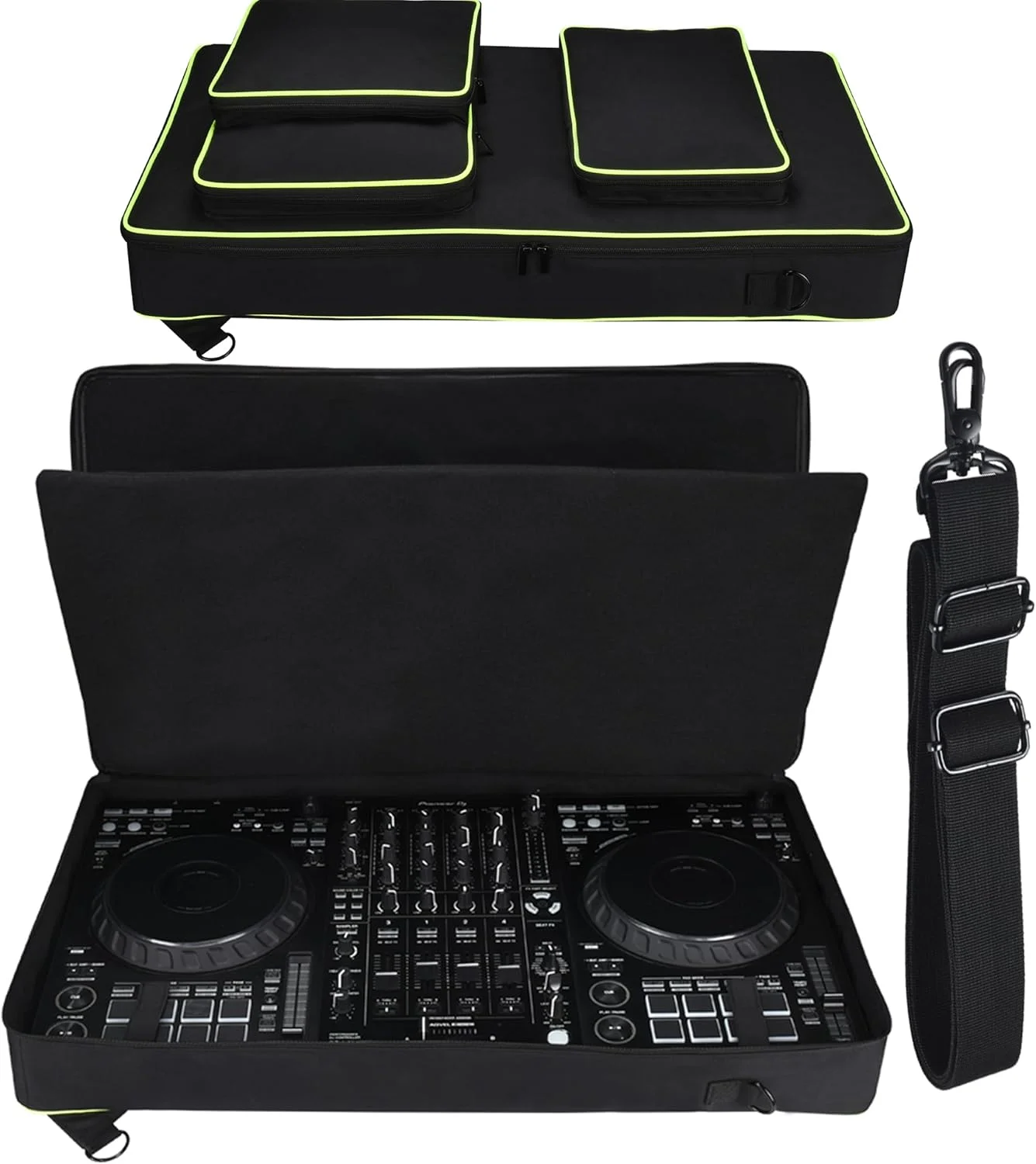 کیف حمل DJ مناسب برای کنترلر قابل حمل پایونیر DDJ FLX10 / 1000 / 1000SRT - کیف حمل میکسر پد دار، کیف نگهداری کنترلر DJ سازگار با Alpha Theta DDJ-GRV6 (مشکی)