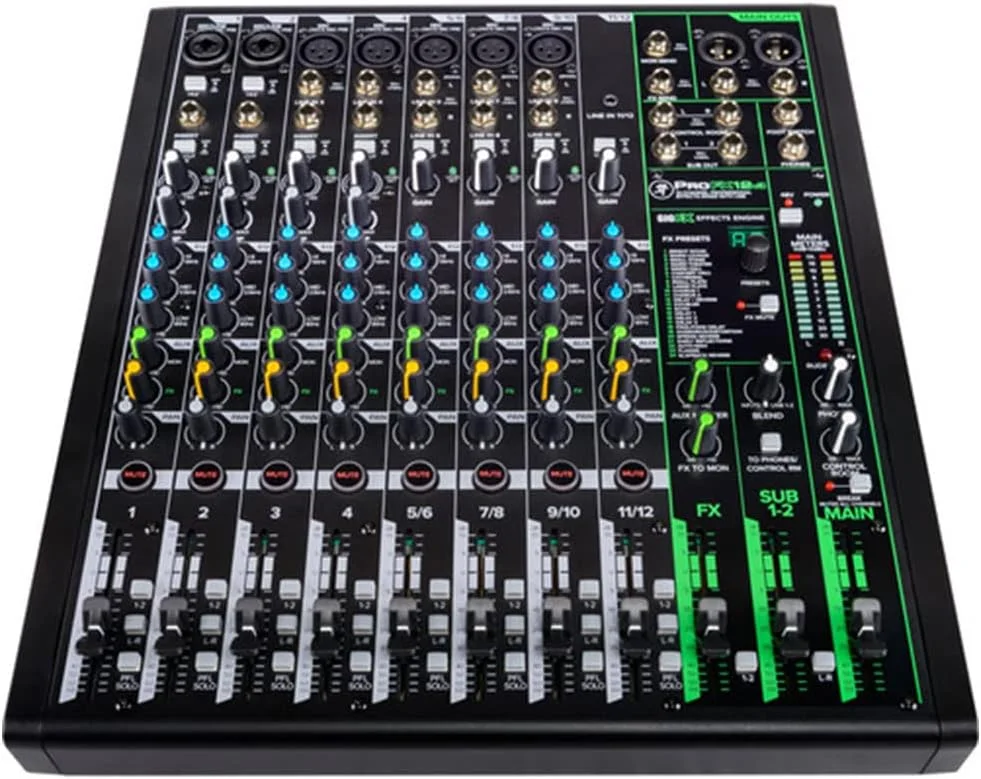میکسر تقویت صدای 12 کاناله Mackie ProFX12v3 با افکت‌های داخلی، کیف میکسر Gator Cases G-MIXERBAG-1515 و بسته کابل استریو 10 فوتی