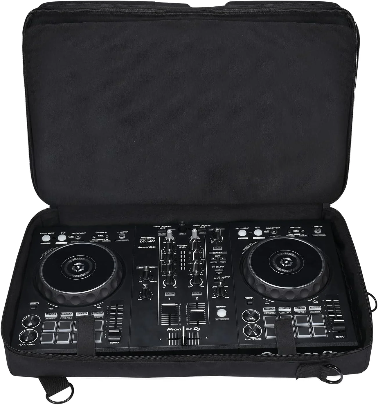 کیف حمل کنترلر DJ مناسب برای Pioneer DDJ-200, DDJ-FLX4, DDJ-400, DDJ-SB3 و Roland DJ-202 - کیف محافظ با جیب لوازم جانبی زیپ دار و بند شانه قابل جدا شدن (2937)، مشکی