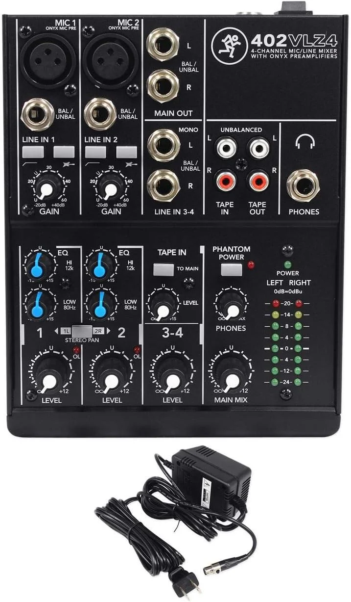 میکسر فوق فشرده 4 کاناله Mackie 402VLZ4 با پری امپ های Onyx با کیفیت بالا