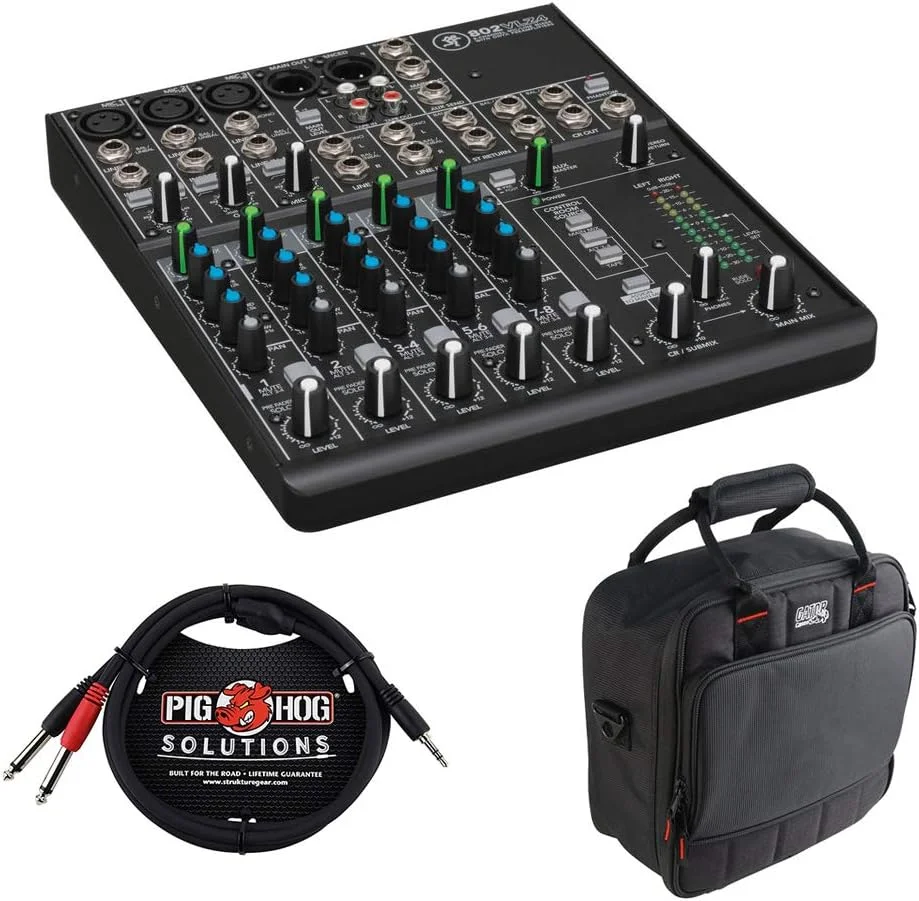 میکسر فوق فشرده 8 کاناله Mackie 802VLZ4 به همراه کیف نایلونی پددار میکسر/تجهیزات G-MIXERBAG-1212 و کابل استریو 3.5 میلی متری PB-S3410، بسته 10 فوتی
