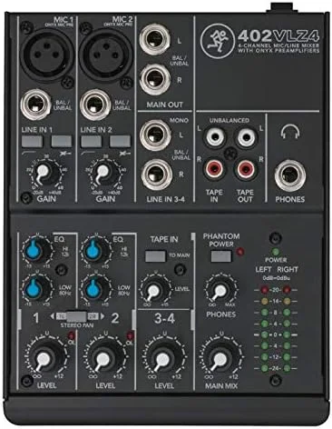 میکسر فوق فشرده 4 کاناله Mackie 402VLZ4 با پری امپ های Onyx با کیفیت بالا