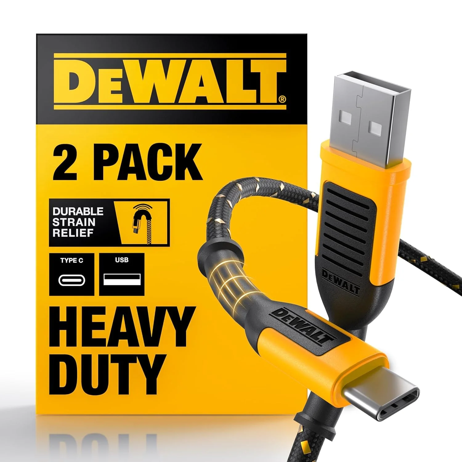 کابل USB به USB-C دو عددی سنگین DEWALT، 1.8 متری، کابل شارژر Type-C سریع و مقاوم، کابل Type-C بافته شده بادوام به USB-A، شارژ سریع برای iPhone 17 16 15 Pro Max Plus Samsung Galaxy S24 کابل USB به USB-C دو عددی سنگین DEWALT، 1.8 متری، کابل شارژر Type-C سریع و مقاوم، کابل Type-C بافته شده بادوام به USB-A، شارژ سریع برای iPhone 17 16 15 Pro Max Plus Samsung Galaxy S24