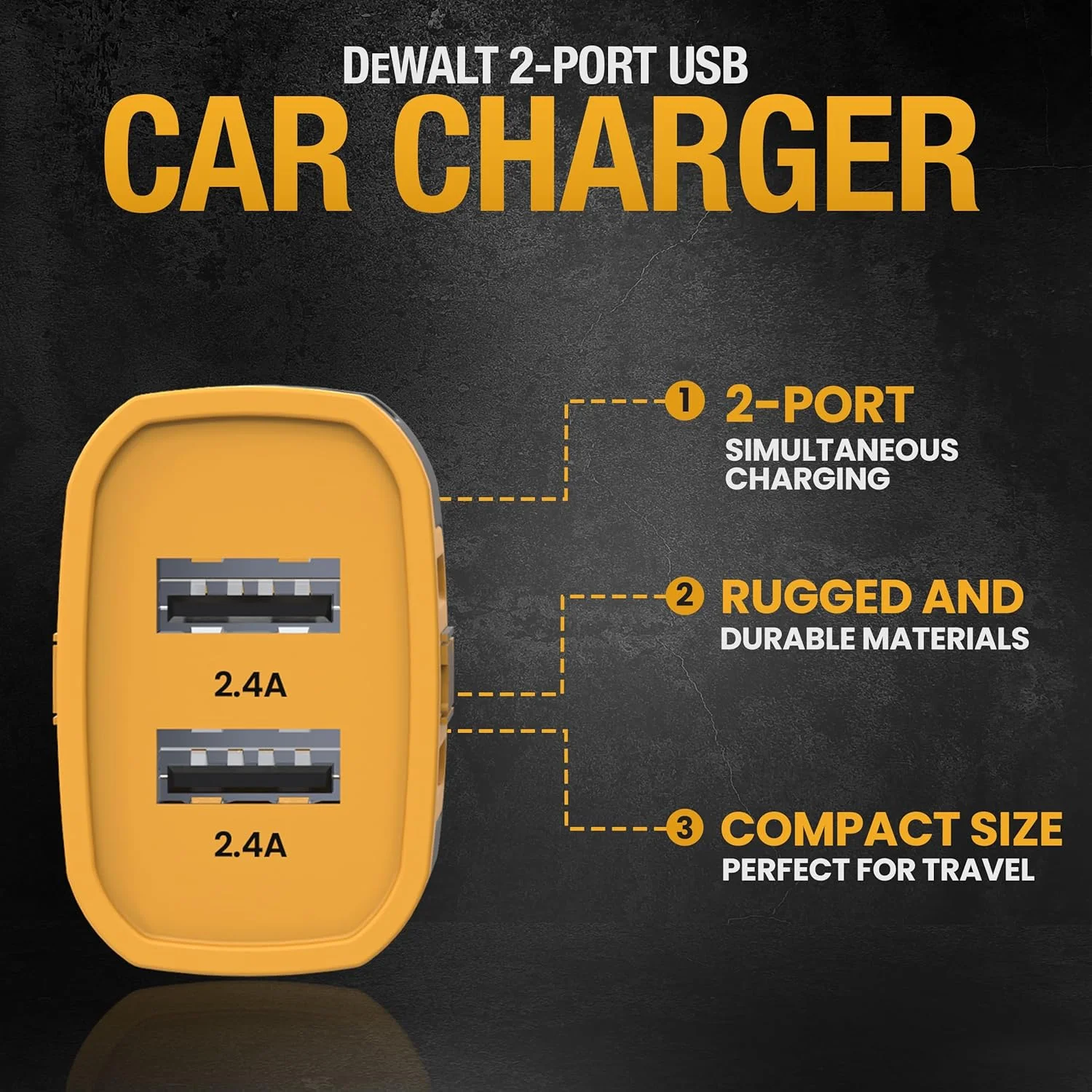 آداپتور شارژر فندکی USB دو پورت 24 وات DEWALT، شارژر USB فندکی، آداپتور USB فندکی شارژ سریع، شارژر تلفن همراه برای آیفون، سامسونگ گلکسی، آیپد آداپتور شارژر فندکی USB دو پورت 24 وات DEWALT، شارژر USB فندکی، آداپتور USB فندکی شارژ سریع، شارژر تلفن همراه برای آیفون، سامسونگ گلکسی، آیپد