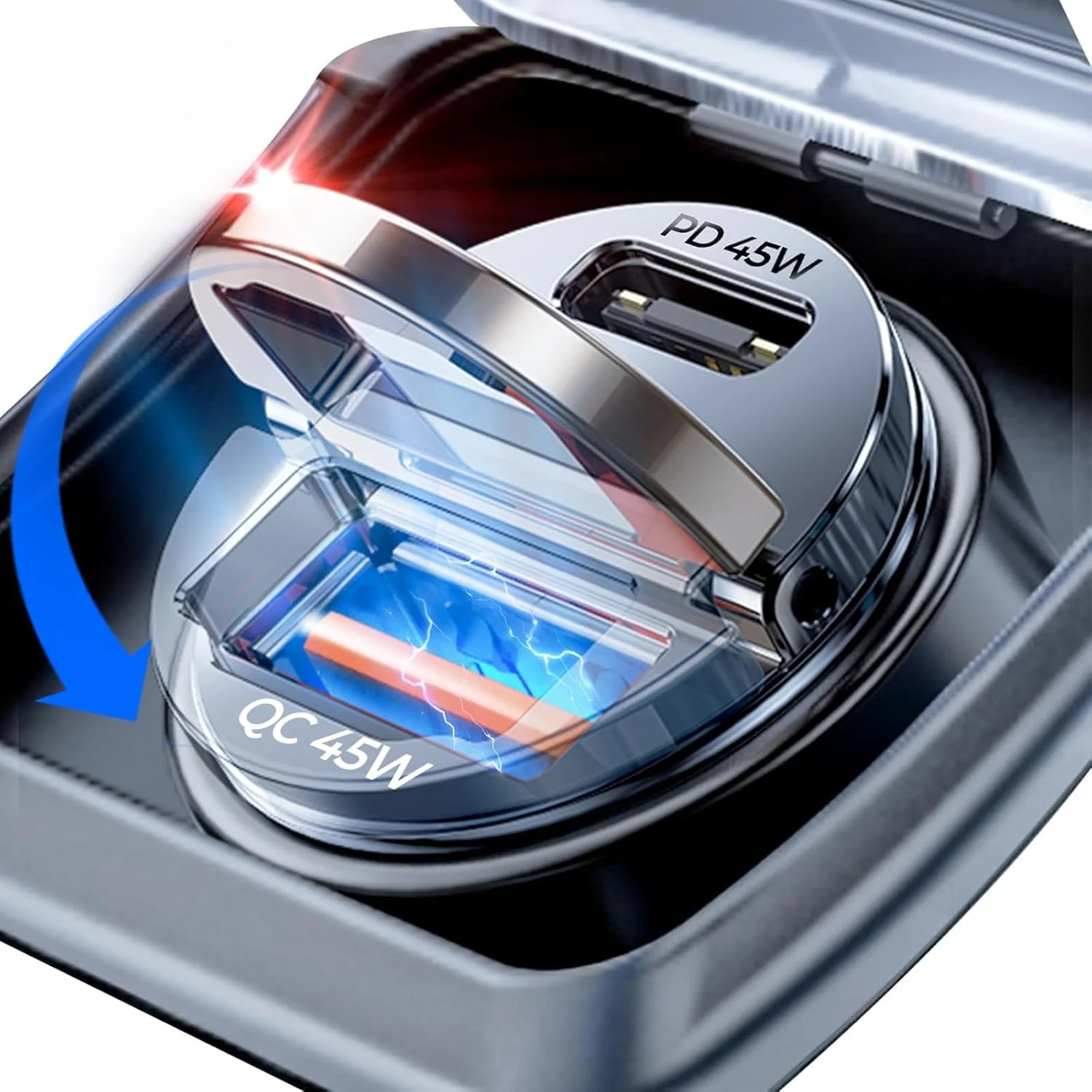 شارژر فندکی USB C سریع 90 واتی AINOPE 17 Air iPhone 16 15 Pro Max، [کوچکترین فلزی] شارژر فندکی USB C PD45W+QC3.0 دو پورت آیپد Samsung Galaxy S25/S24، اندروید، مشکی