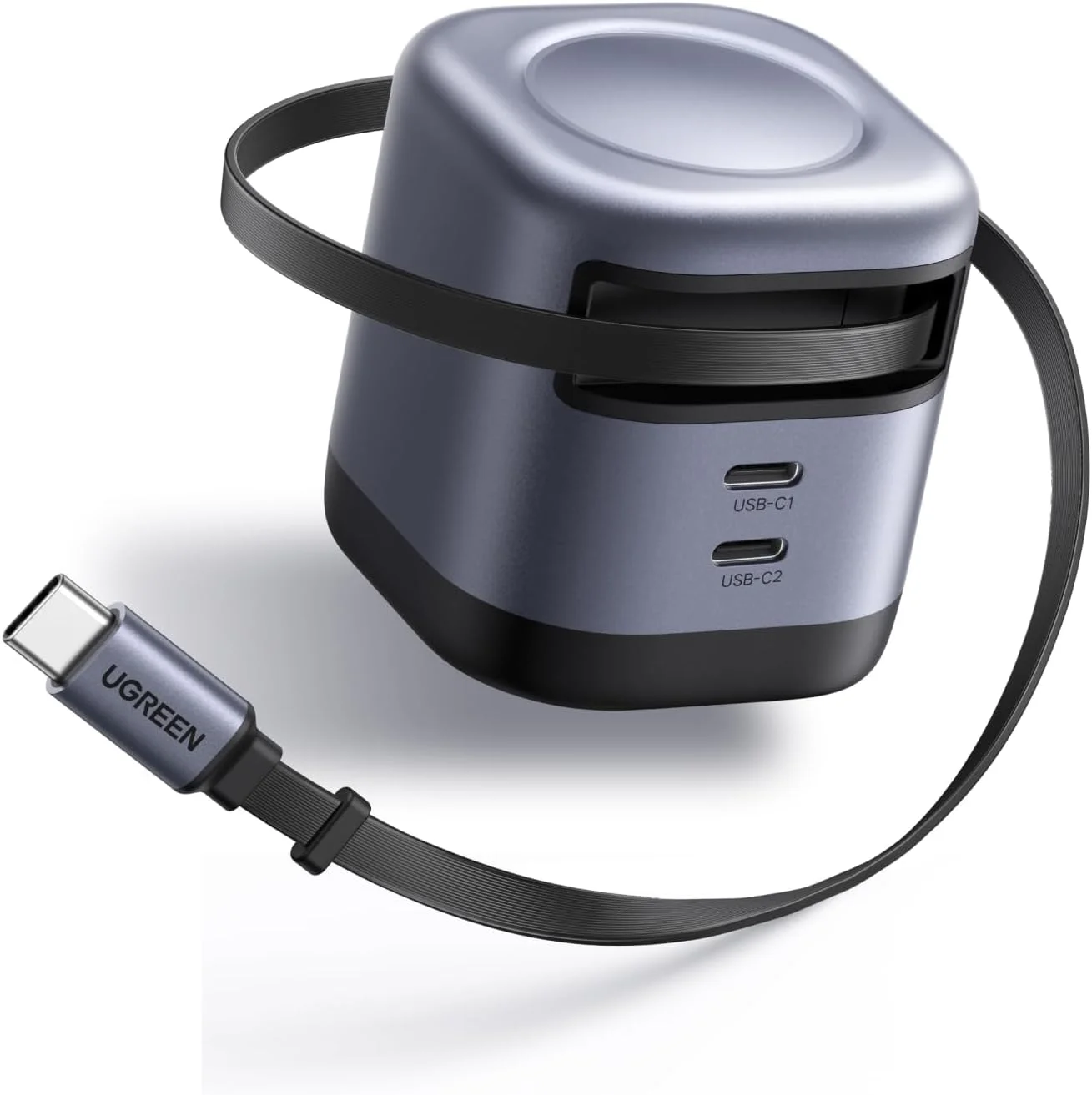 شارژر ۴۵ واتی جمع‌شونده UGREEN Nexode GaN برای آیفون ۱۷، شارژر سریع ۳ پورت USB C با کابل ۰.۷ متری برای سری آیفون ۱۷/۱۶/۱۵/۱۴/۱۳، سامسونگ گلکسی S۲۵/۲۴ اولترا، پیکسل، آیپد، خاکستری فضایی