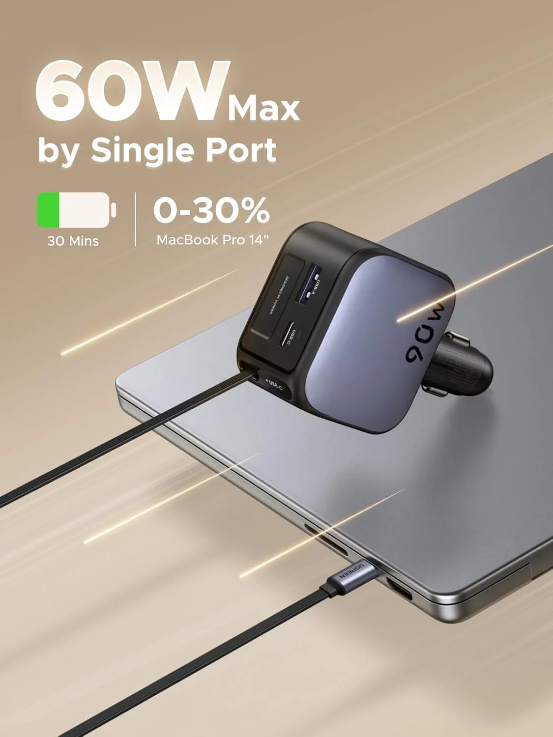 شارژر فندکی جمع شونده 90 واتی UGREEN، شارژر سریع تلفن همراه 3 پورت USB C با کابل Type C، آداپتور فندکی سازگار با MacBook، iPhone 17 16 15 Pro Max، Galaxy S25 S24 Ultra، iPad شارژر فندکی جمع شونده 90 واتی UGREEN، شارژر سریع تلفن همراه 3 پورت USB C با کابل Type C، آداپتور فندکی سازگار با MacBook، iPhone 17 16 15 Pro Max، Galaxy S25 S24 Ultra، iPad