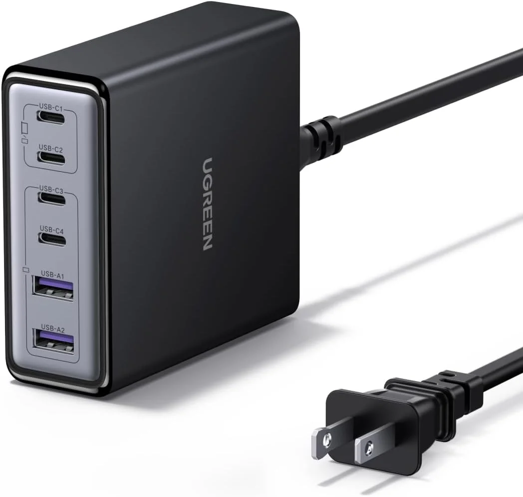 ایستگاه شارژ USB C 100W یوگرین، شارژر رومیزی GaN شش پورت با 4 پورت USB-C و 2 پورت USB-A، توزیع هوشمند نیرو برای مک بوک پرو/ایر، دل XPS، آیپد، آیفون 17/16/15، گلکسی S25/S24، پیکسل 10/9