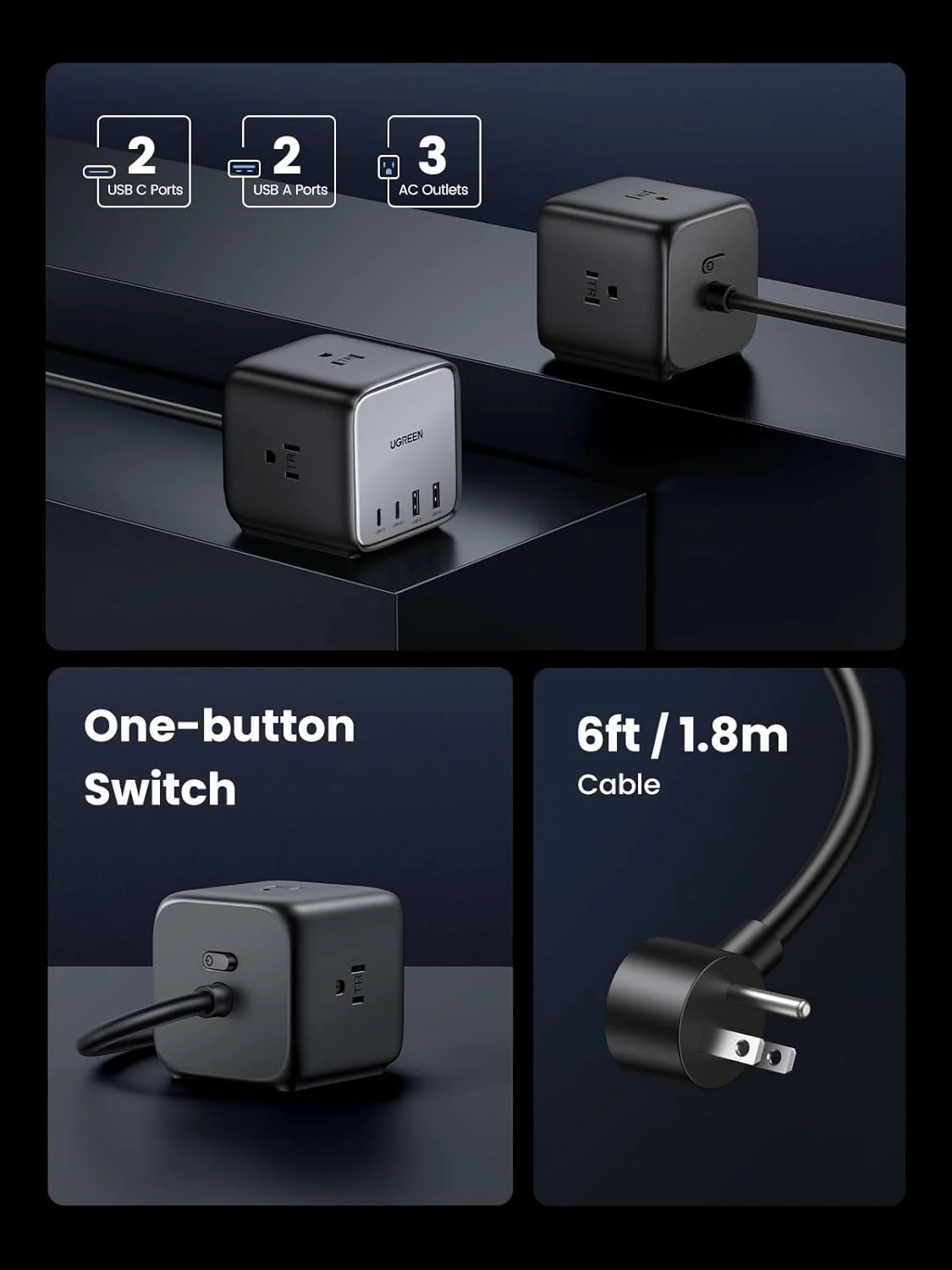 ایستگاه شارژ USB-C یوگرین 65 واتی با پریز برق متناوب، نکسود 7 در 1 GaN، مناسب خانه، دفتر و مسافرت، با 3 پریز برق متناوب، 2 پورت USB C و 2 پورت USB A، کابل افزایش طول 1.8 متری، برای مک بوک پرو، آیفون 16 پرو و غیره ایستگاه شارژ USB-C یوگرین 65 واتی با پریز برق متناوب، نکسود 7 در 1 GaN، مناسب خانه، دفتر و مسافرت، با 3 پریز برق متناوب، 2 پورت USB C و 2 پورت USB A، کابل افزایش طول 1.8 متری، برای مک بوک پرو، آیفون 16 پرو و غیره