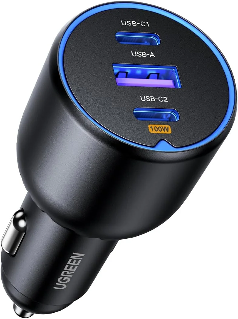 شارژر فندکی 130 واتی USB C یوگرین، آداپتور شارژر فندکی تایپ C سازگار با آیفون 17، 17 ایر، 17 پرو، 17 پرو مکس، 16، 16 پلاس، 16 پرو، 16 پرو مکس، 15، 14، 13، 12، گلکسی S24، S23 اولترا، آیپد، مک بوک و غیره