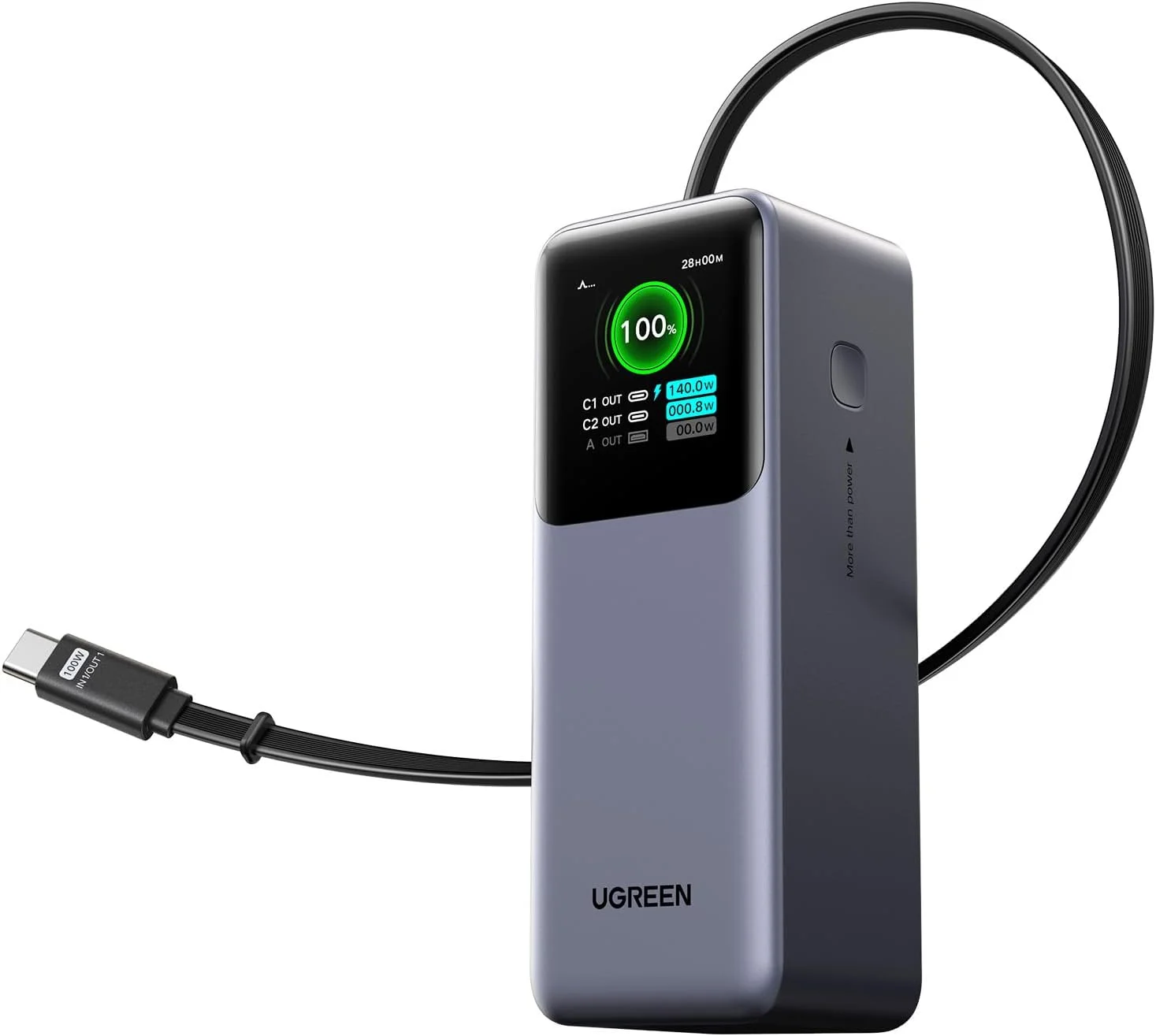 پاور بانک لپ تاپ UGREEN Nexode با ظرفیت 20000mAh و توان 165W به همراه کابل USB C داخلی، شارژر قابل حمل مسافرتی برای لپ تاپ، ورودی 100W، شارژ سریع برای MacBook Pro/Air/iPhone 17/16/iPad Pro/Galaxy S25 Ultra/Dell/HP و غیره پاور بانک لپ تاپ UGREEN Nexode با ظرفیت 20000mAh و توان 165W به همراه کابل USB C داخلی، شارژر قابل حمل مسافرتی برای لپ تاپ، ورودی 100W، شارژ سریع برای MacBook Pro/Air/iPhone 17/16/iPad Pro/Galaxy S25 Ultra/Dell/HP و غیره