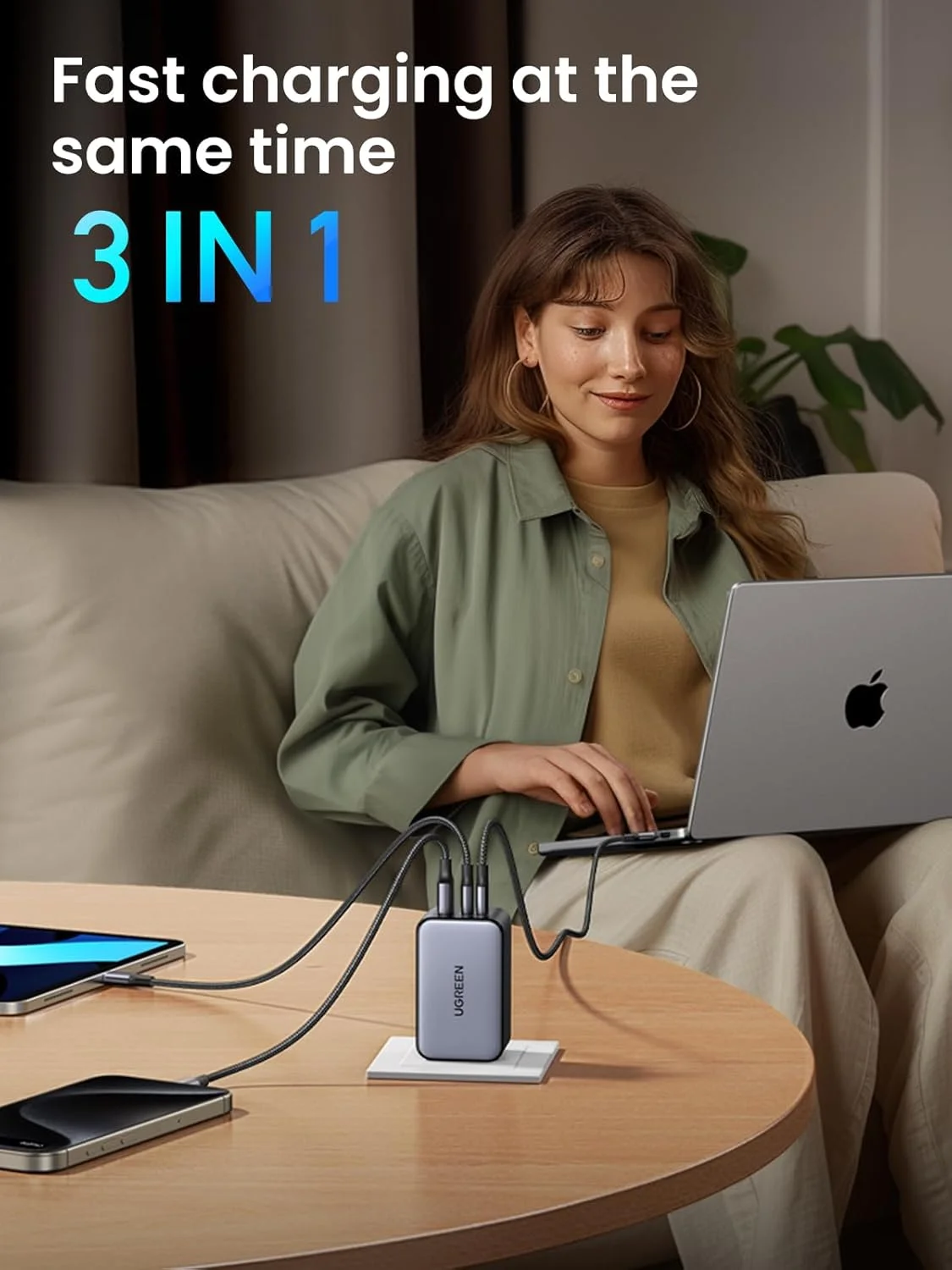 شارژر دیواری 100 واتی UGREEN Nexode X GaN USB C، آداپتور برق سریع PPS تاشو و جمع و جور 3 پورت برای مک بوک پرو، آیپد پرو/ایر، سری آیفون 17/16/15، گلکسی S25/S24 Ultra، پیکسل 10/9، استیم دک شارژر دیواری 100 واتی UGREEN Nexode X GaN USB C، آداپتور برق سریع PPS تاشو و جمع و جور 3 پورت برای مک بوک پرو، آیپد پرو/ایر، سری آیفون 17/16/15، گلکسی S25/S24 Ultra، پیکسل 10/9، استیم دک