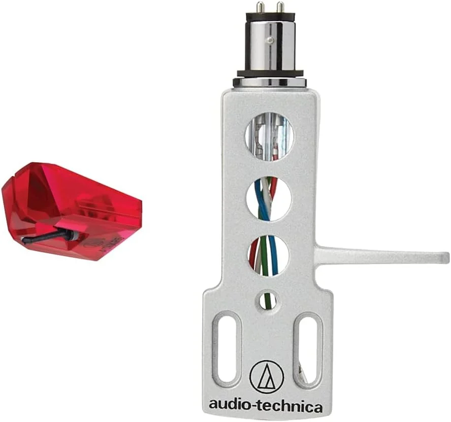سوزن گرامافون بیضوی جایگزین Audio-Technica ATN-XP5 برای کارتریج AT-XP5 قرمز + هد شل جهانی Audio-Technica AT-HS1 برای گرامافون های دایرکت درایو LP120-USB، LP240-USB و LP1240-USB سفید