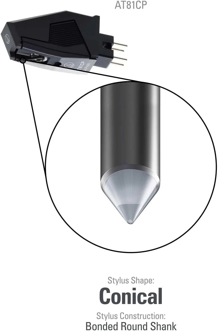 کارتریج مخروطی 0.6 میلی متری Audio-Technica AT81CP برای گرامافون های P-Mount