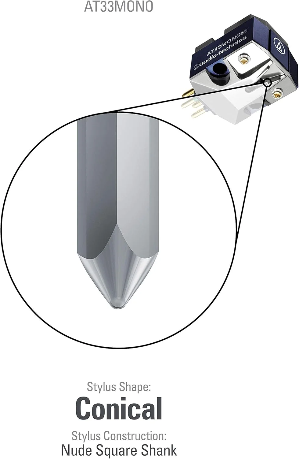 کارتریج گرامافون Audio-Technica AT33MONO با سیم پیچ متحرک دوگانه کارتریج گرامافون Audio-Technica AT33MONO با سیم پیچ متحرک دوگانه