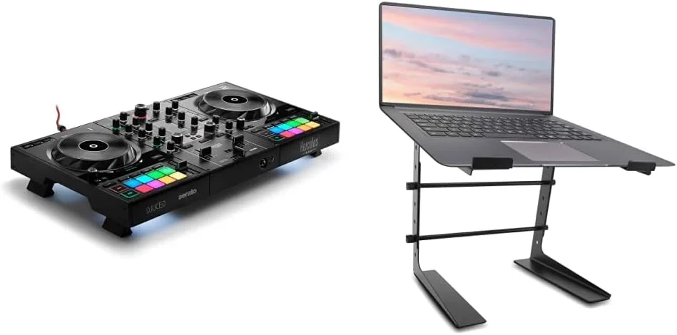 کنترلر دی‌جی هرکولس DJControl Inpulse 500: کنترلر دی‌جی USB دو دکه برای Serato DJ و DJUCED (همراه با) | پایه لپ‌تاپ قابل تنظیم قابل حمل Pyle