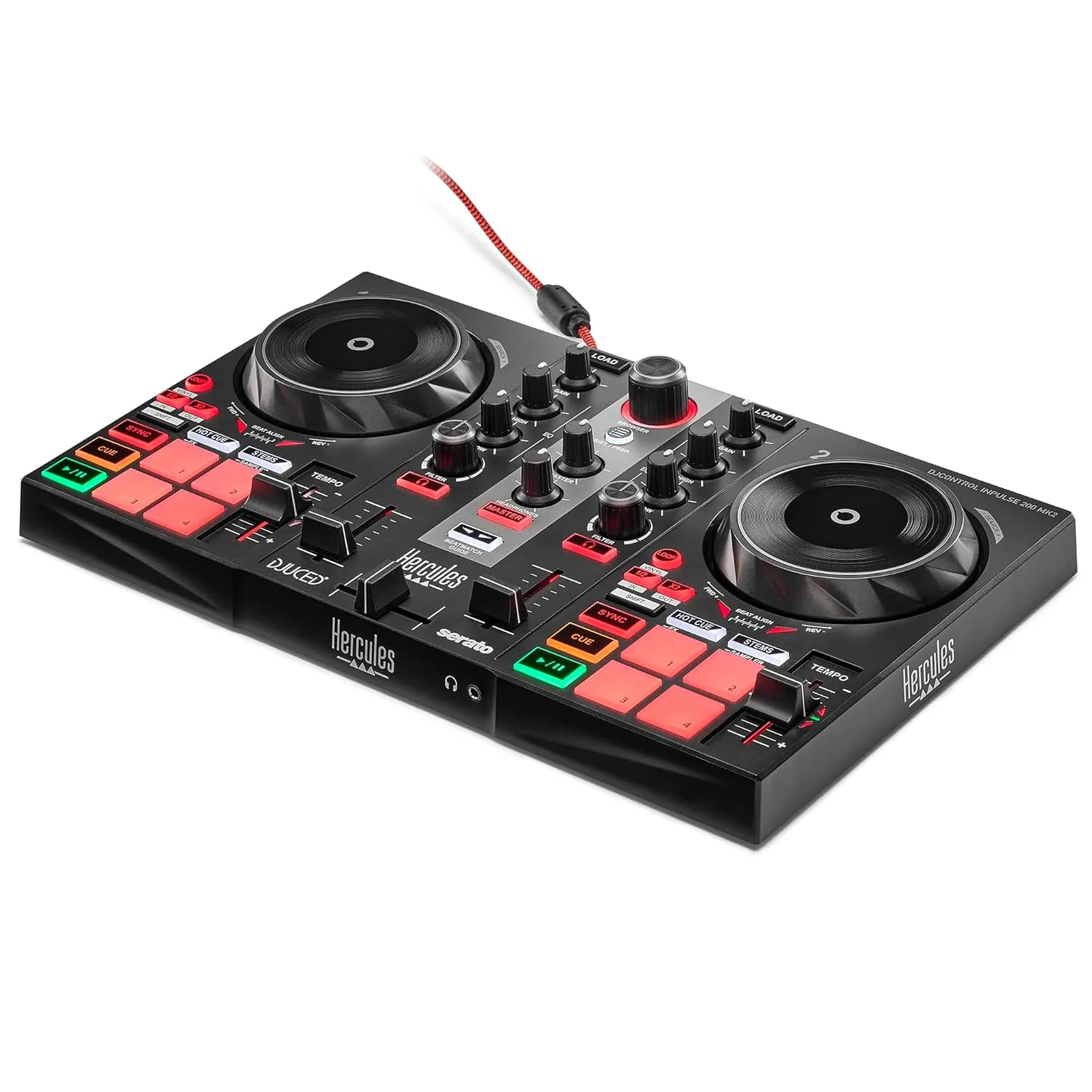 هرکولس DJControl Inpulse 200 MK2 - کنترلر ایده آل دی جی برای یادگیری میکس - شامل نرم افزار و آموزش ها، مشکی (بازسازی شده)