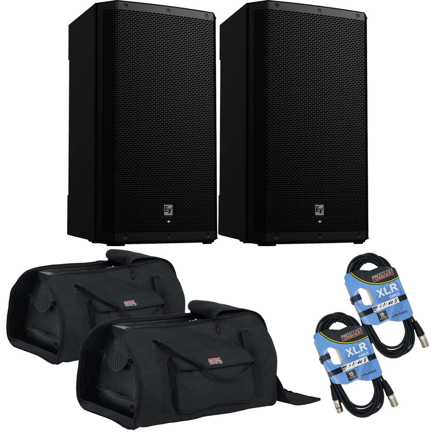 باند اکتیو 15 اینچ 1000 واتی Electro-Voice ZLX-15P-G2، (2 عدد) کیف Gator Tote-15، (2 عدد) کابل XLR