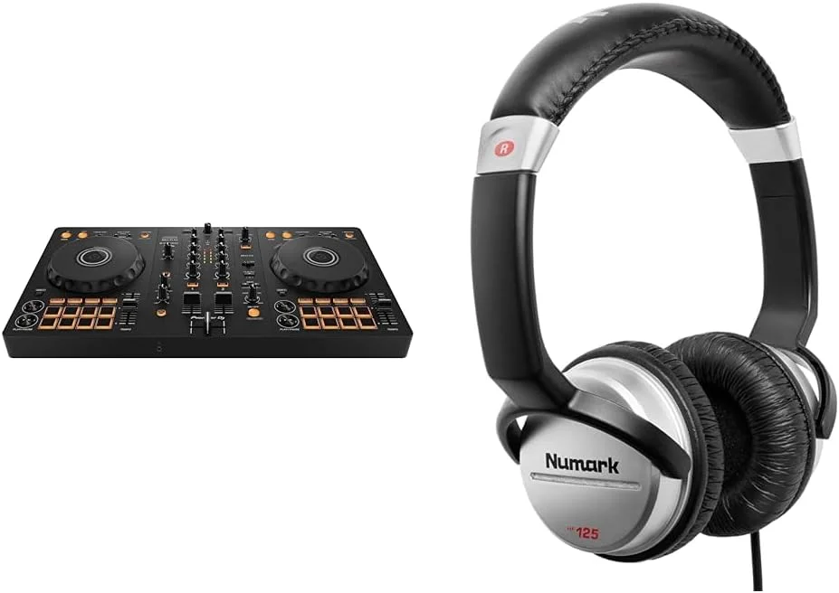 مجموعه کنترلر دی‌جی ۲-دک پایونیر DDJ-FLX4 به همراه هدفون حرفه‌ای دی‌جی نومارک HF125 با درایورهای ۴۰ میلی‌متری، نقره‌ای