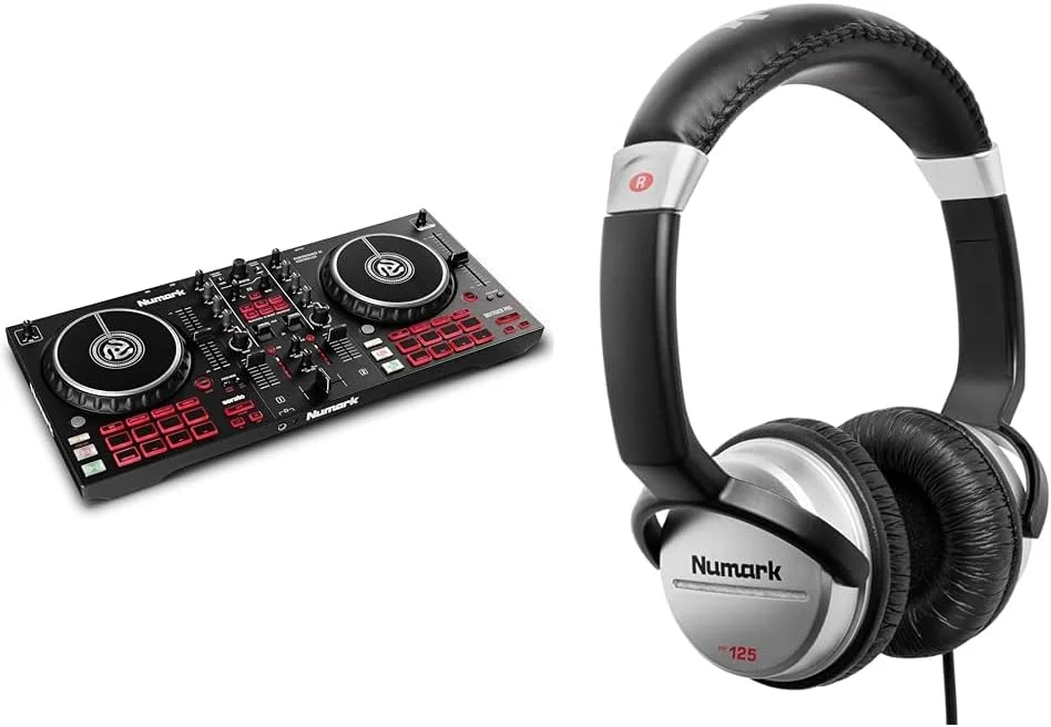 کنترلر دی‌جی 2 کاناله Numark Mixtrack Pro FX + HF125 برای Serato DJ با میکسر دی‌جی و کارت صدای داخلی به همراه هدفون حرفه‌ای دی‌جی