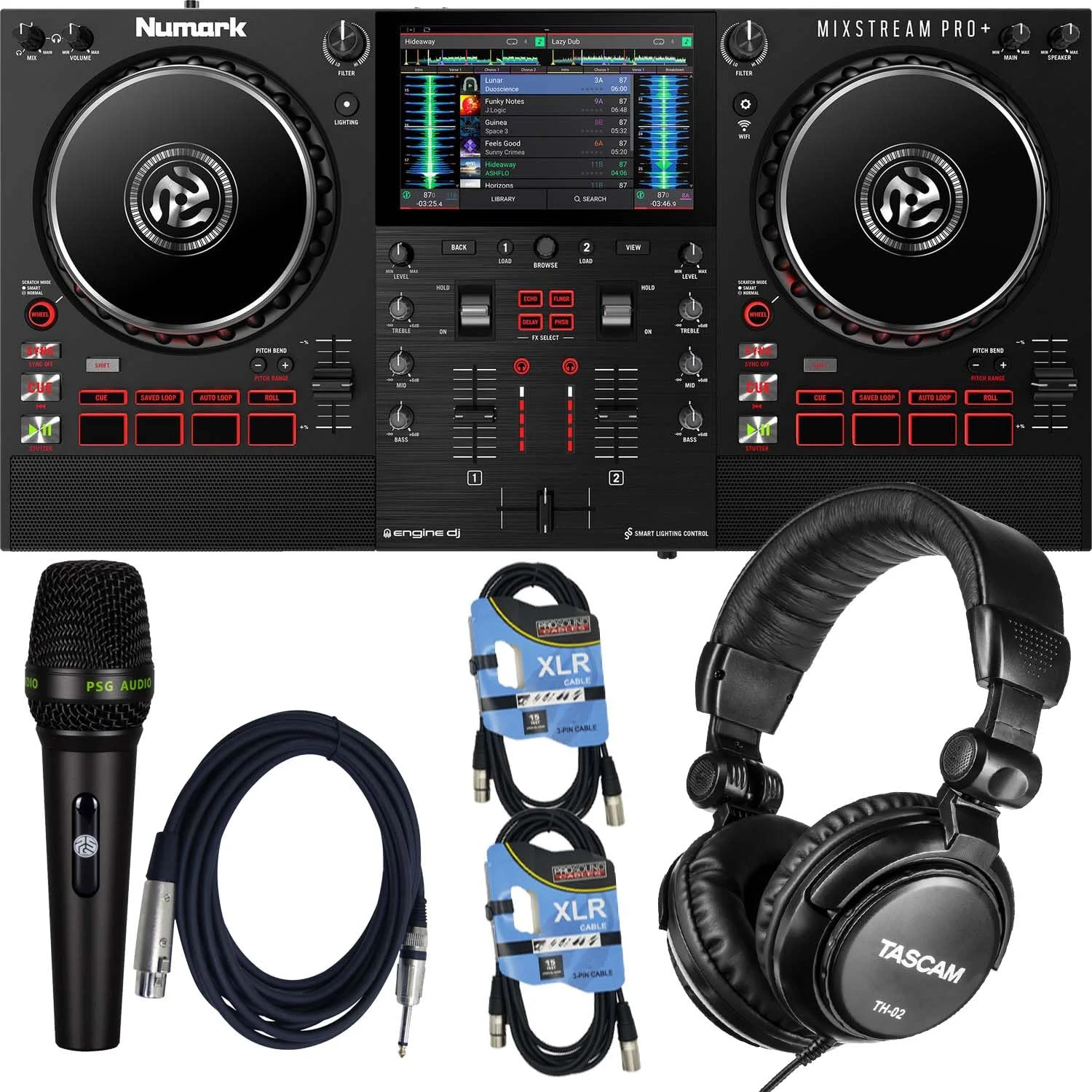 کنترلر دی‌جی مستقل Mixstream Pro+ به همراه TH02، (2) کابل XLR و باندل PSG AUDIO C350